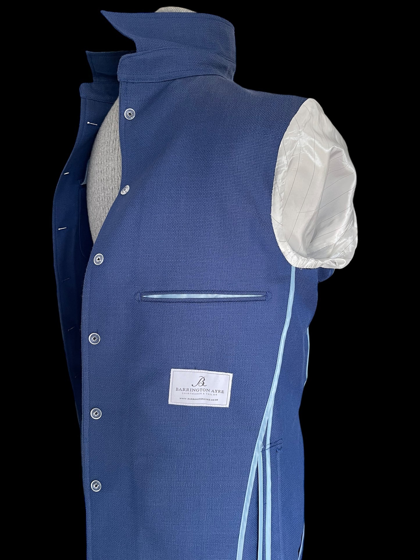 Bespoke Safari Jacket 40R Blue Unstructured Dugdale Non Crease Wool RRP£895