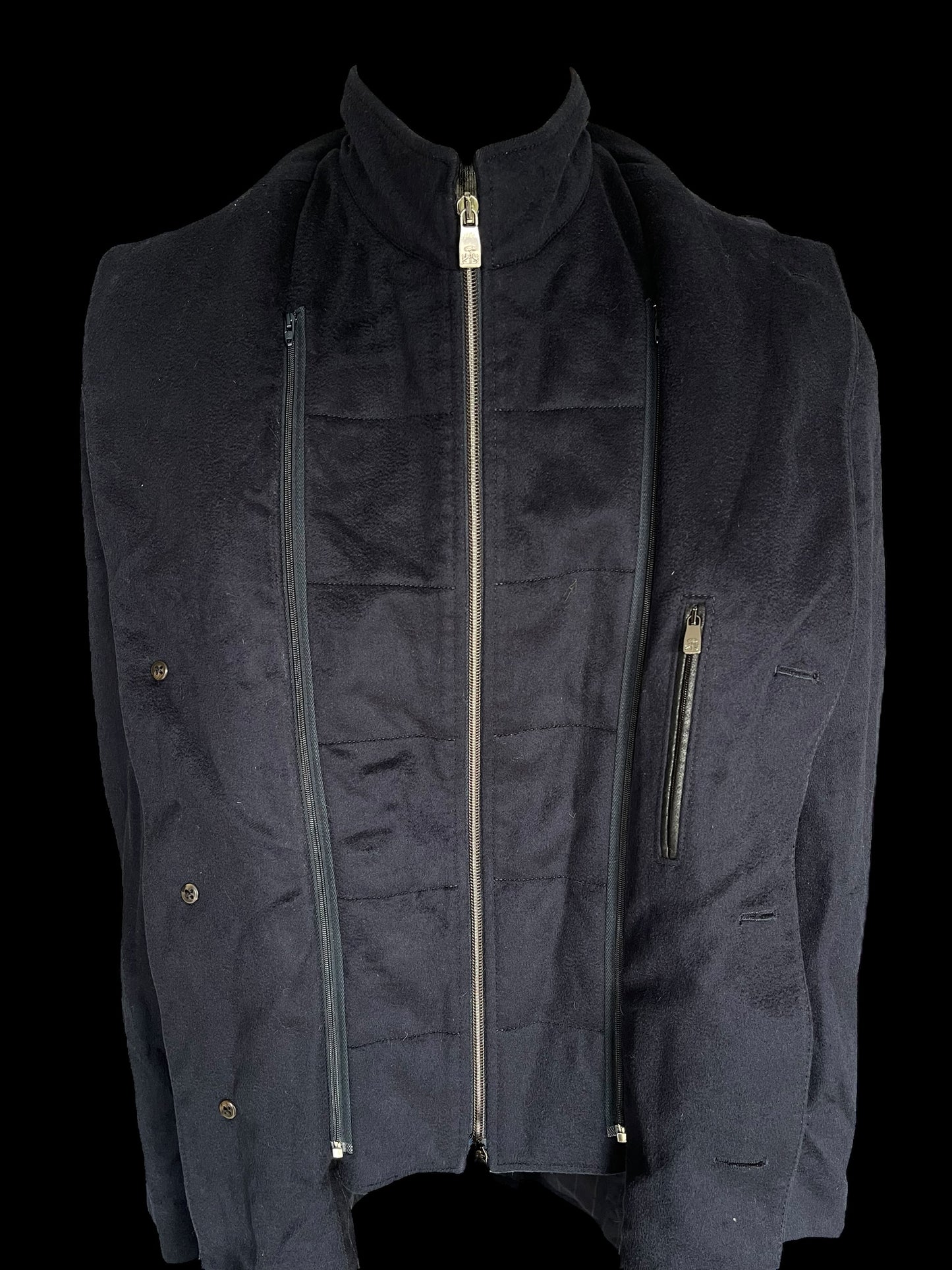 Corneliani Overcoat 54R / UK44 Navy Bib Front Extrafine Wool