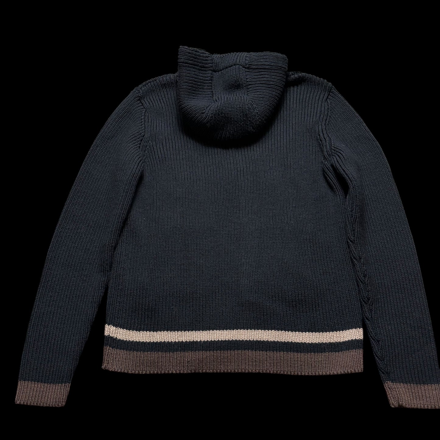 Men’s Dolce & Gabbana Chunky Knit Wool Hoodie Size 48 Black Wool