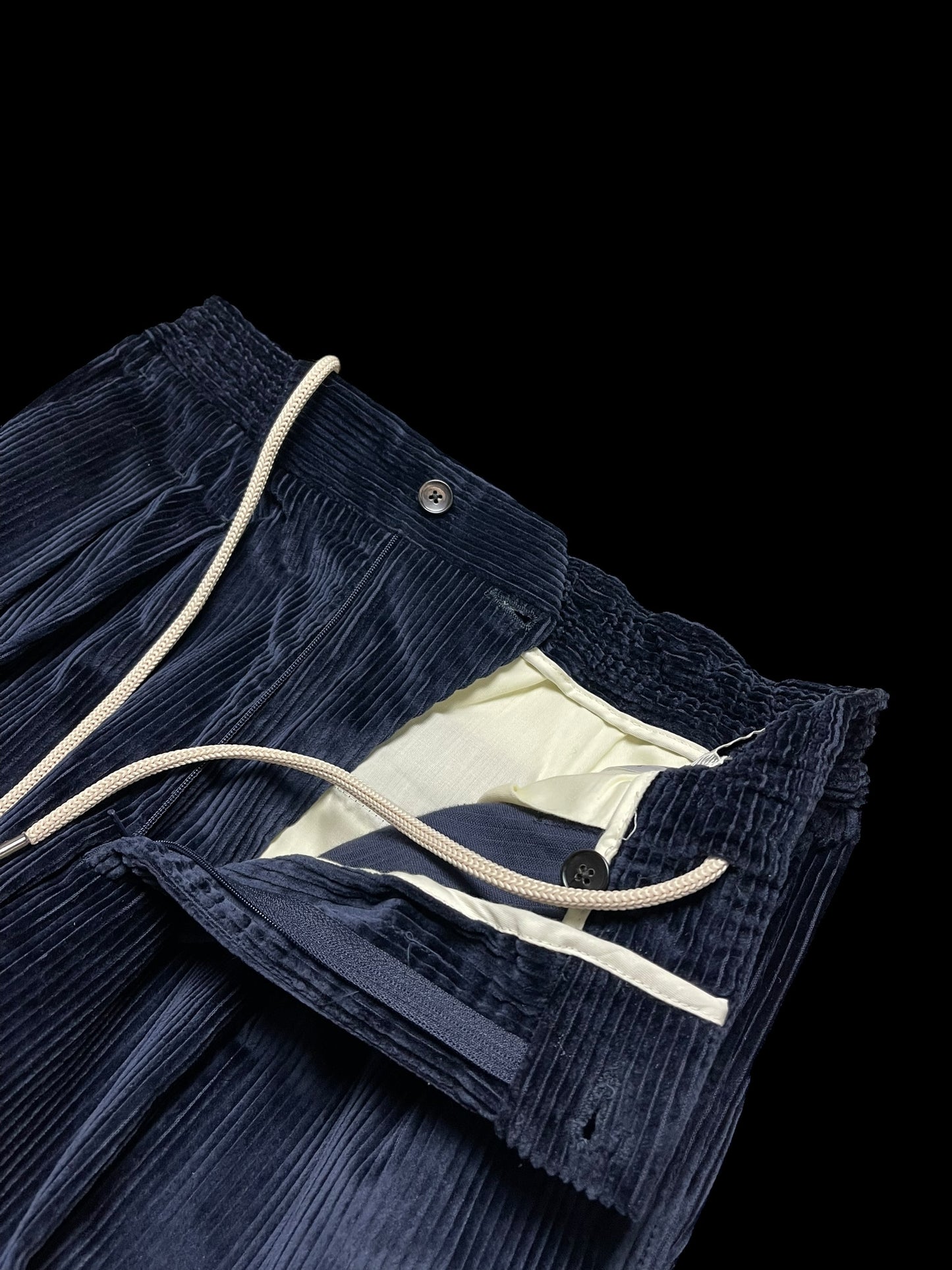Natalino Corduroy Drawstring Trousers 32” Navy Blue