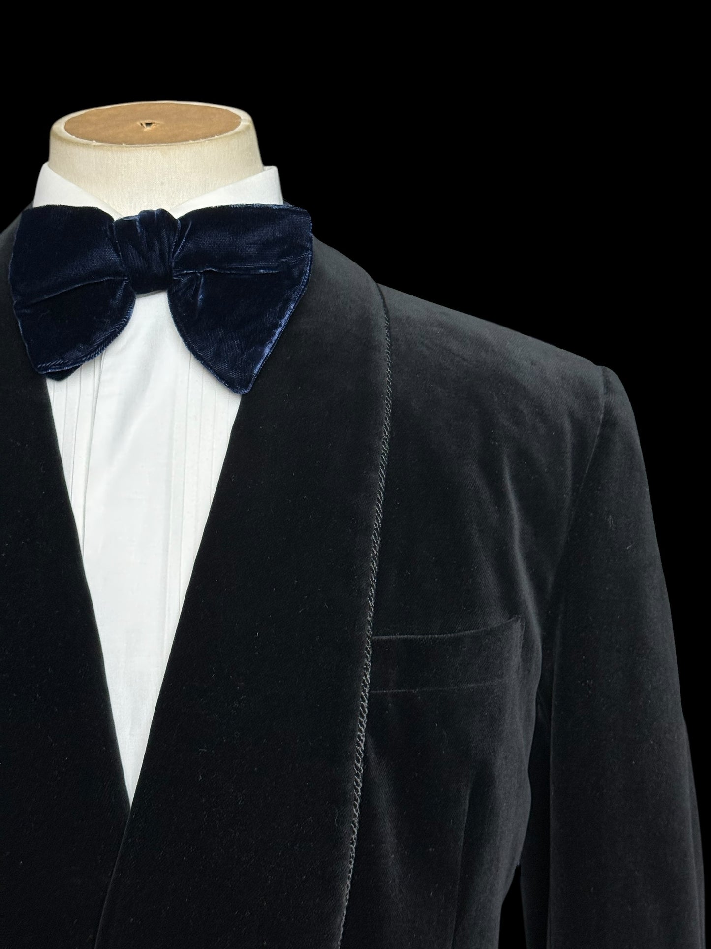 Bespoke Turnbull & Asser Double Breasted Velvet Smoking Jacket 44L Black