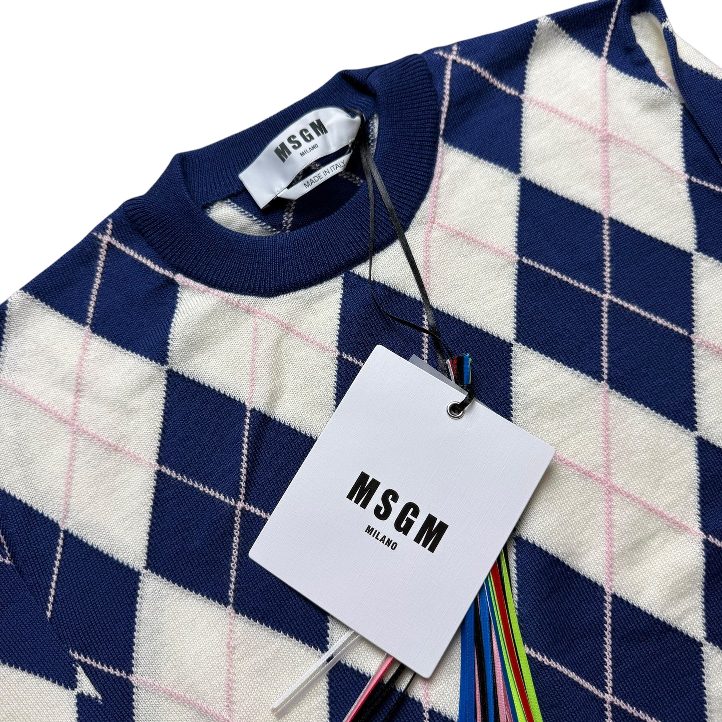 BNWT Women’s MSGM Argyle Knit Sweater Virgin Wool RRP £345