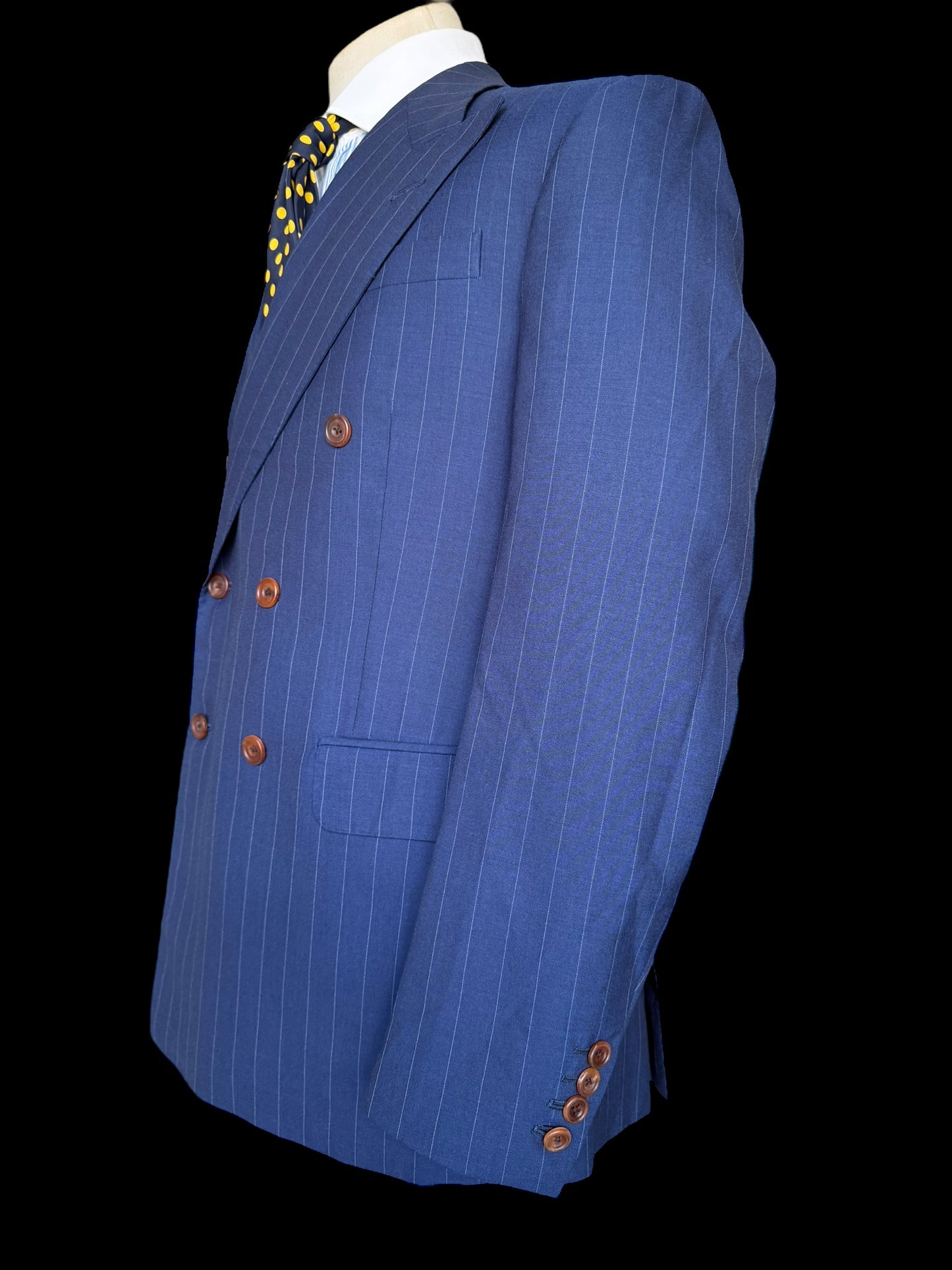Bespoke Kent & Haste Double Breasted Navy Blazer 40S Pinstripe Savile Row