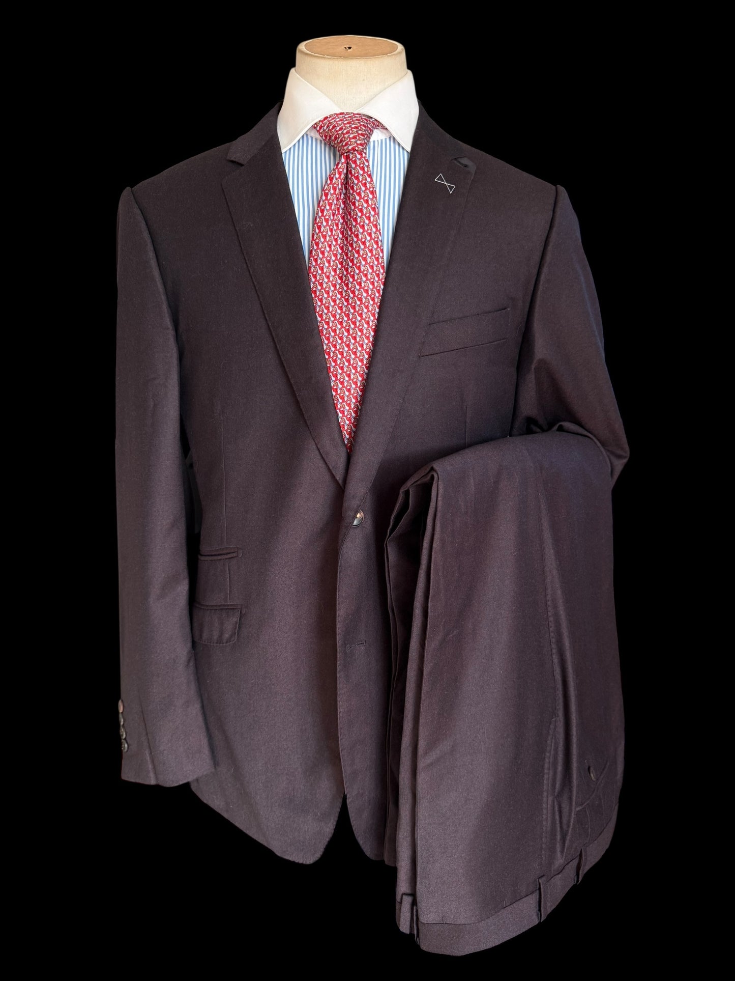 Clements & Church Brown Flannel Suit 46L / W40” Unworn