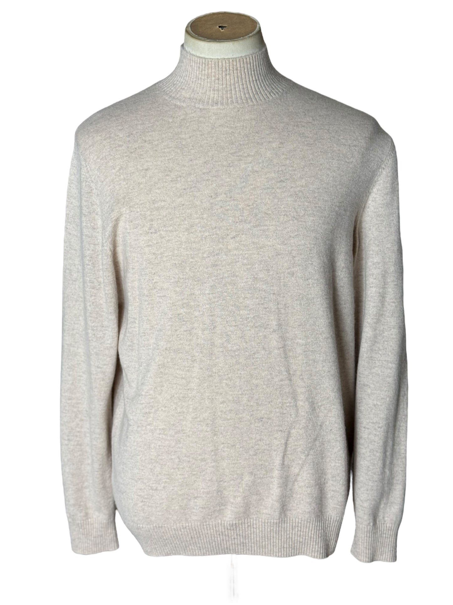 Men’s N.Peal Cashmere Mock Neck Jumper Large Beige