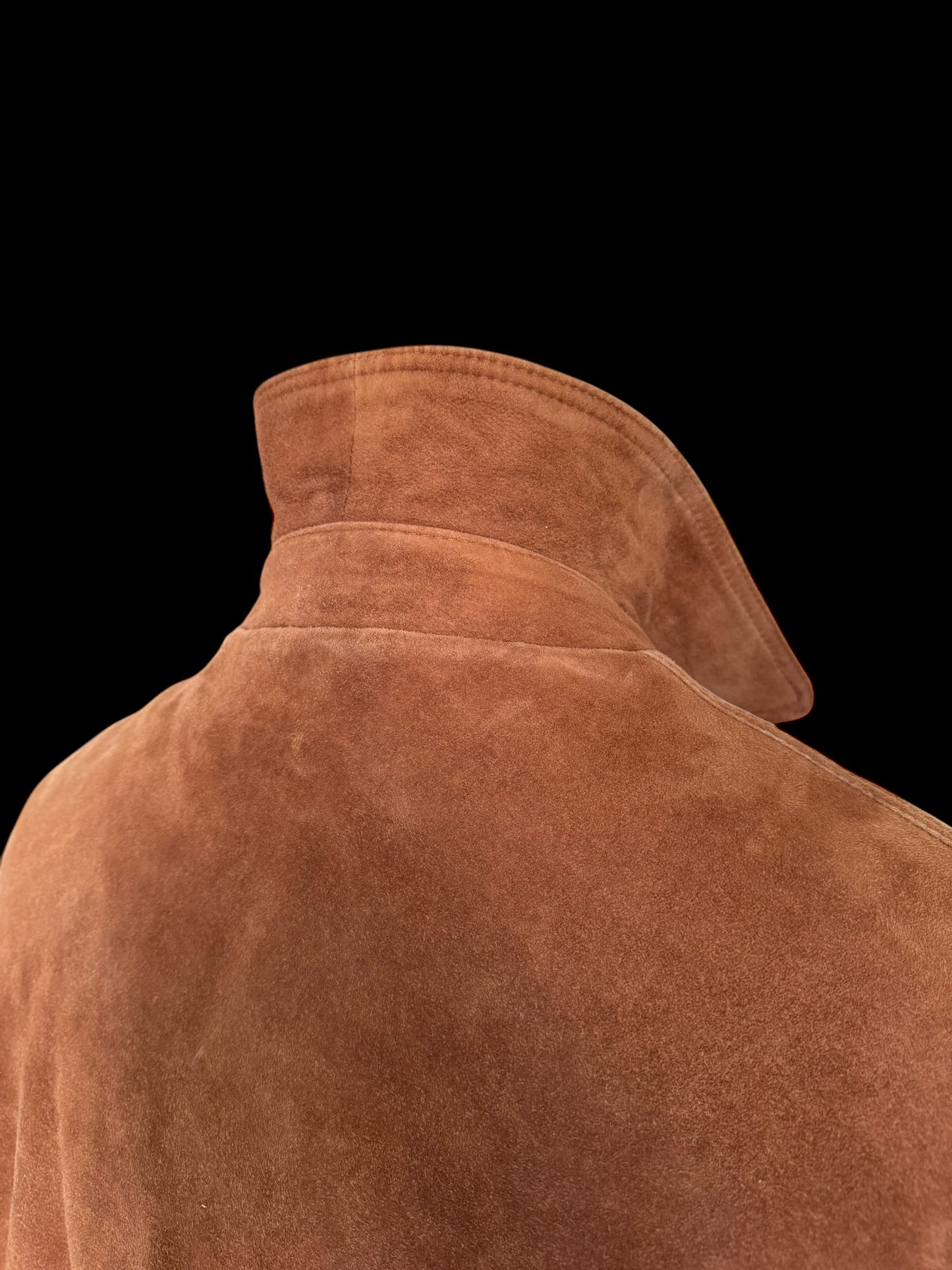 Men’s SULKA Suede Leather Long Coat 52 UK42 Tobacco Brown