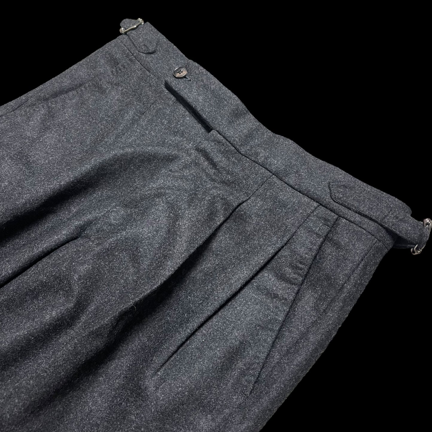 Natalino Grey Dual Pleated Woolen Flannel Trousers IT44 UK28” VBC RRP £180