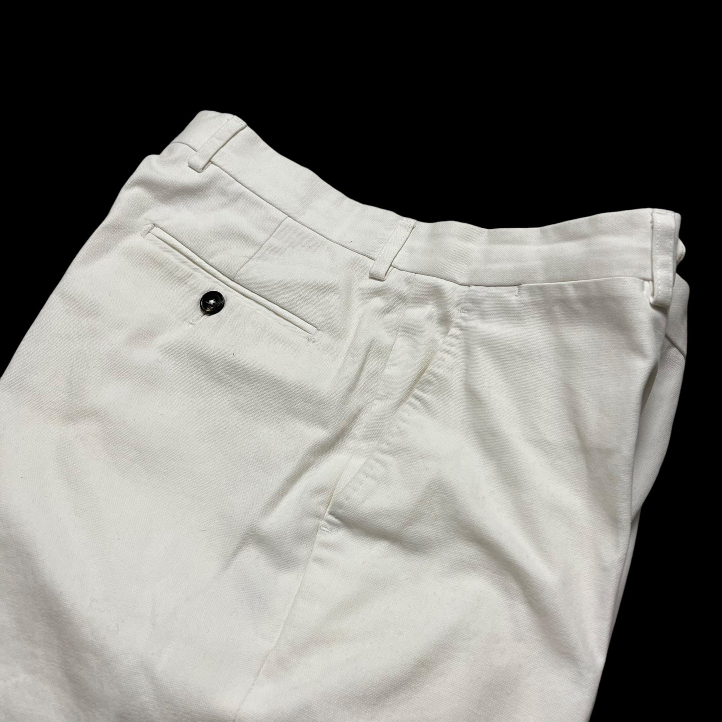 Natalino White Cotton Twill Flat Front Trousers 32” Unhemmed