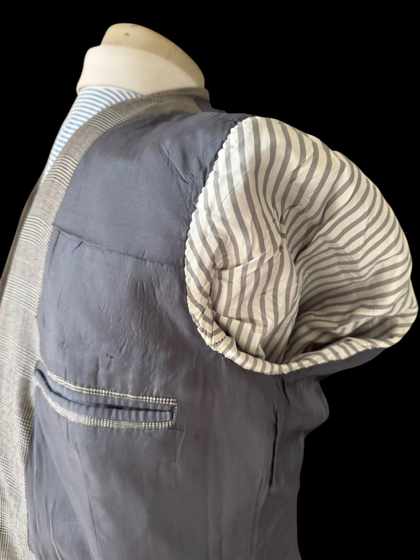 Bespoke Hackett Double Breasted Jacket 42S POW Check Grey