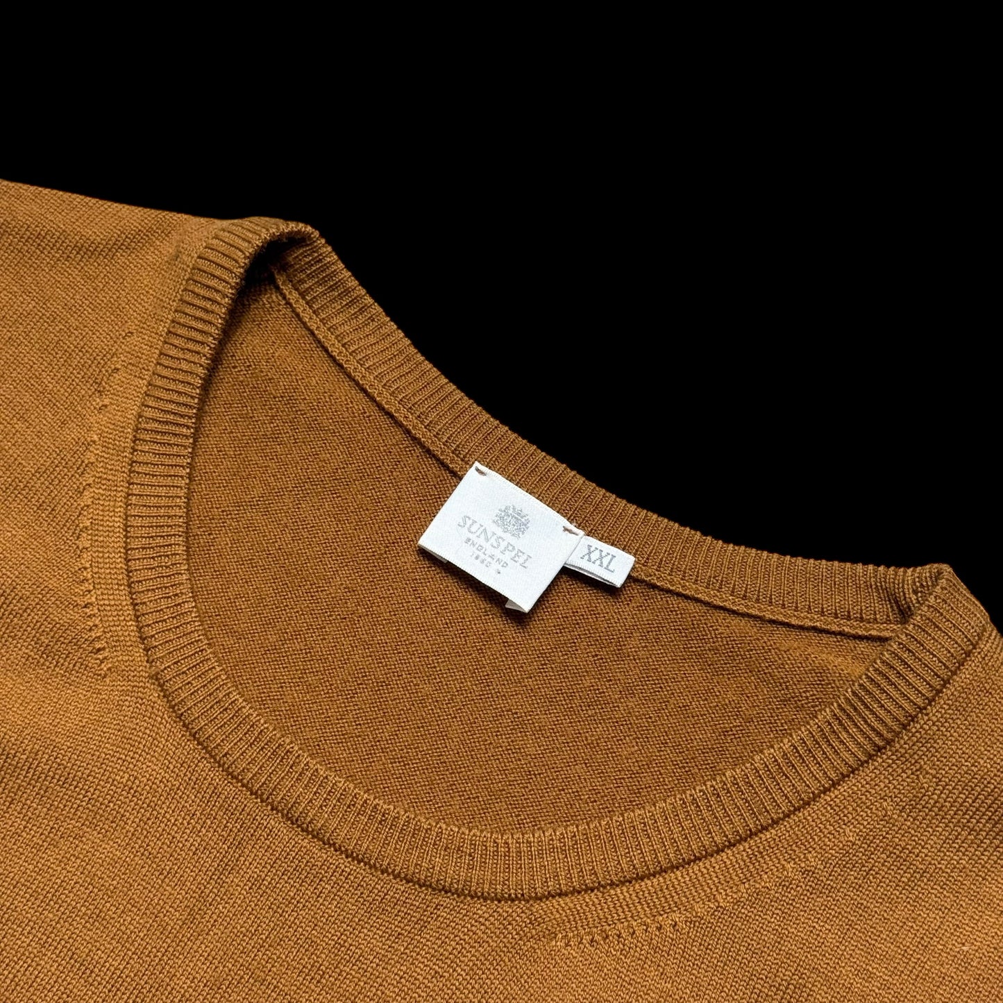 Men’s Sunspel Merino Wool Jumper XXL 2XL Mustard Crew Neck