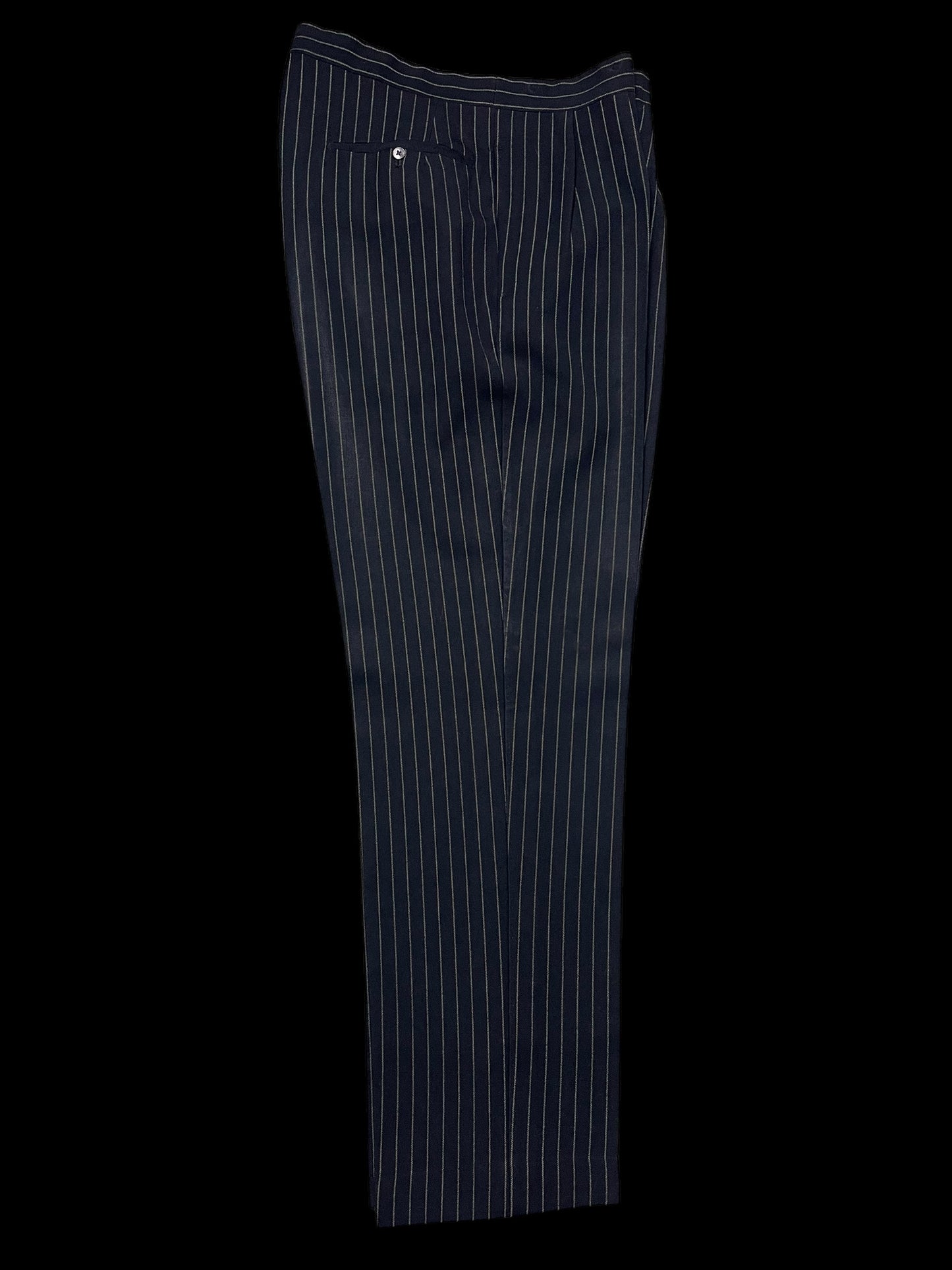 Bespoke Sandon & Co Savile Row 3pc Suit 40R / W34” Navy Chalkstripe 1960’s