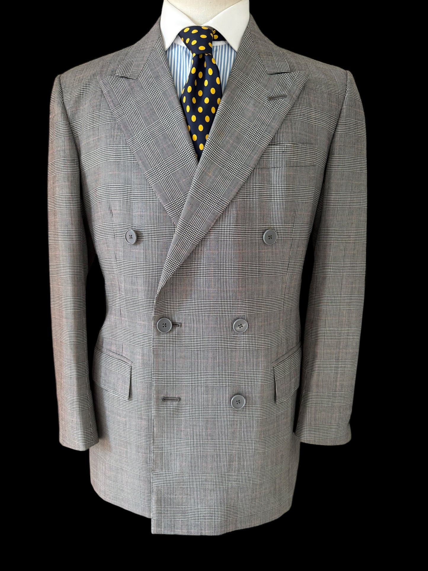 Bespoke Hackett Double Breasted Jacket 42S POW Check Grey