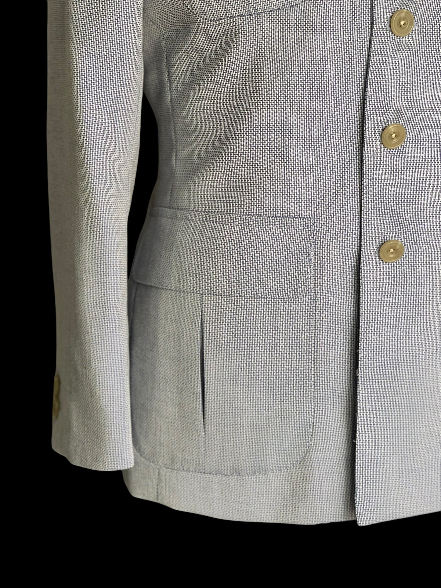 Bespoke Safari Jacket 40R Fully Lined Light Blue Dugdale Non Crease Wool RRP £895