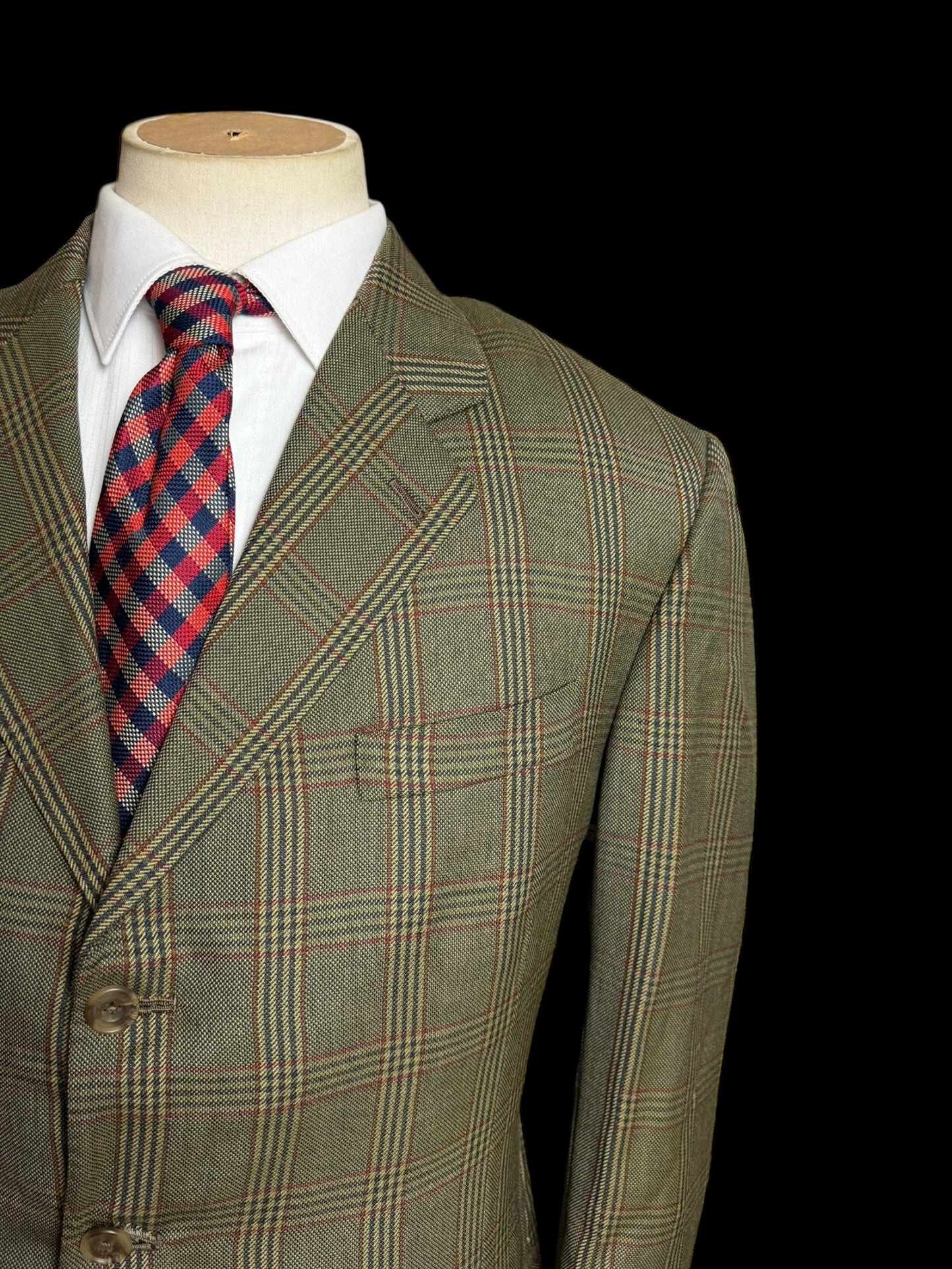 Sims & Macdonald Bespoke Tweed Sport Coat 40S Plaid Check Savile Row