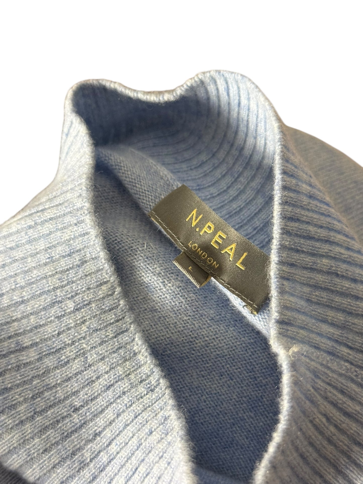 Men’s N.Peal Cashmere Mock Neck Jumper Large Light Blue AW21