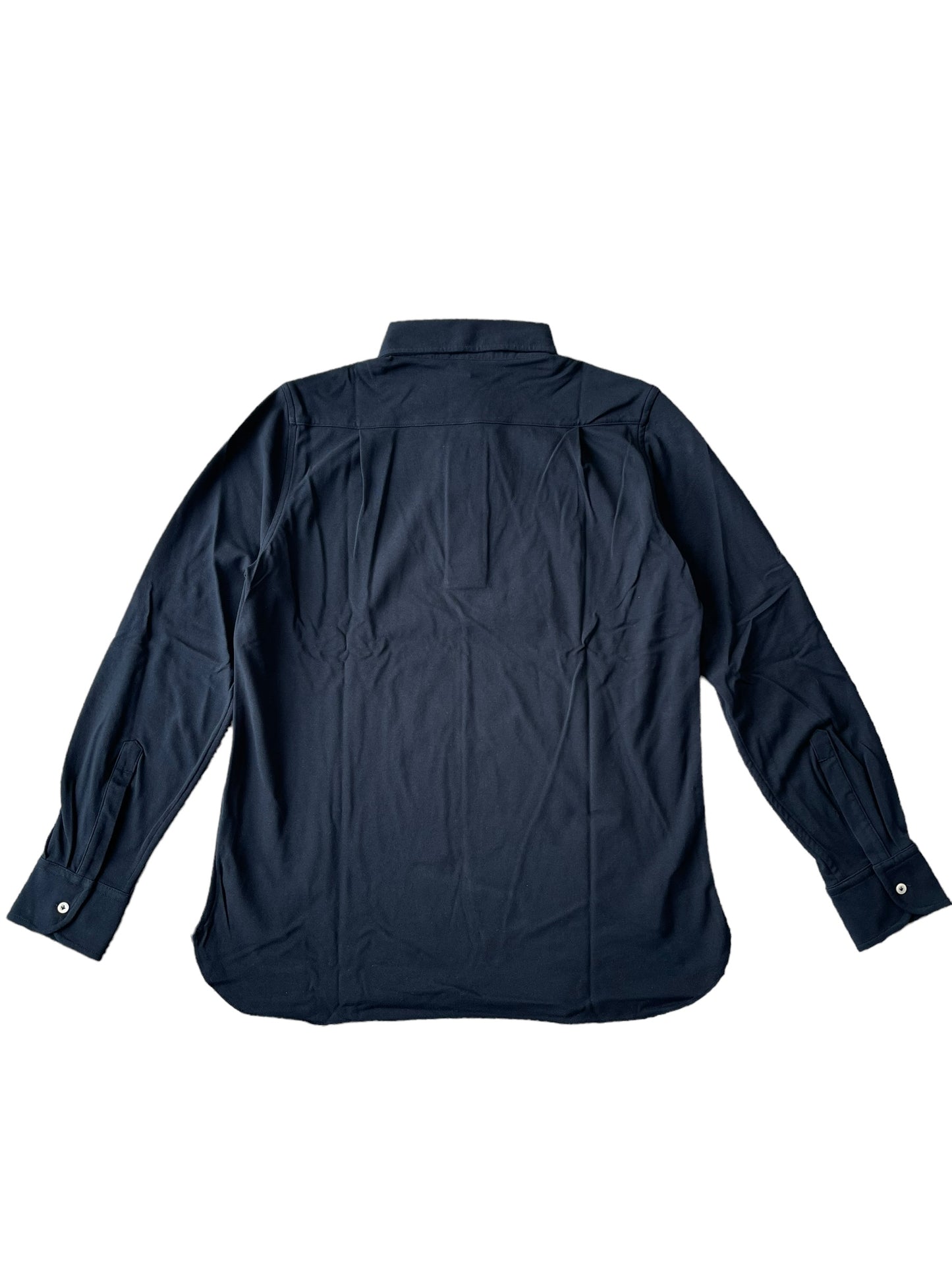 BNWT Natalino Long Sleeve Polo Shirt Large Navy Pique Cotton Button Down Collar