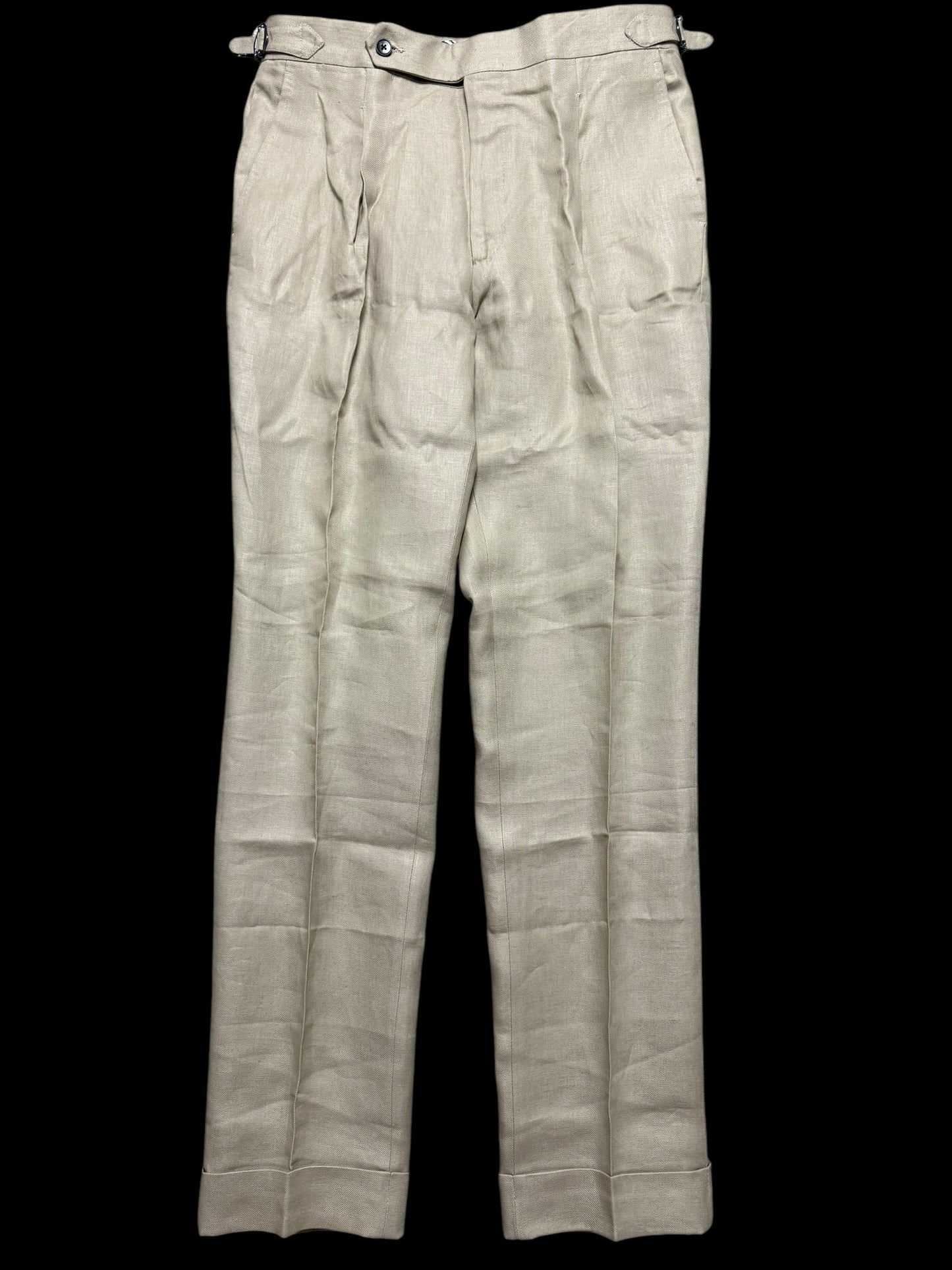 BNWT Natalino Linen Single Pleat Trousers Sz48 W32x32” Taupe RRP £195