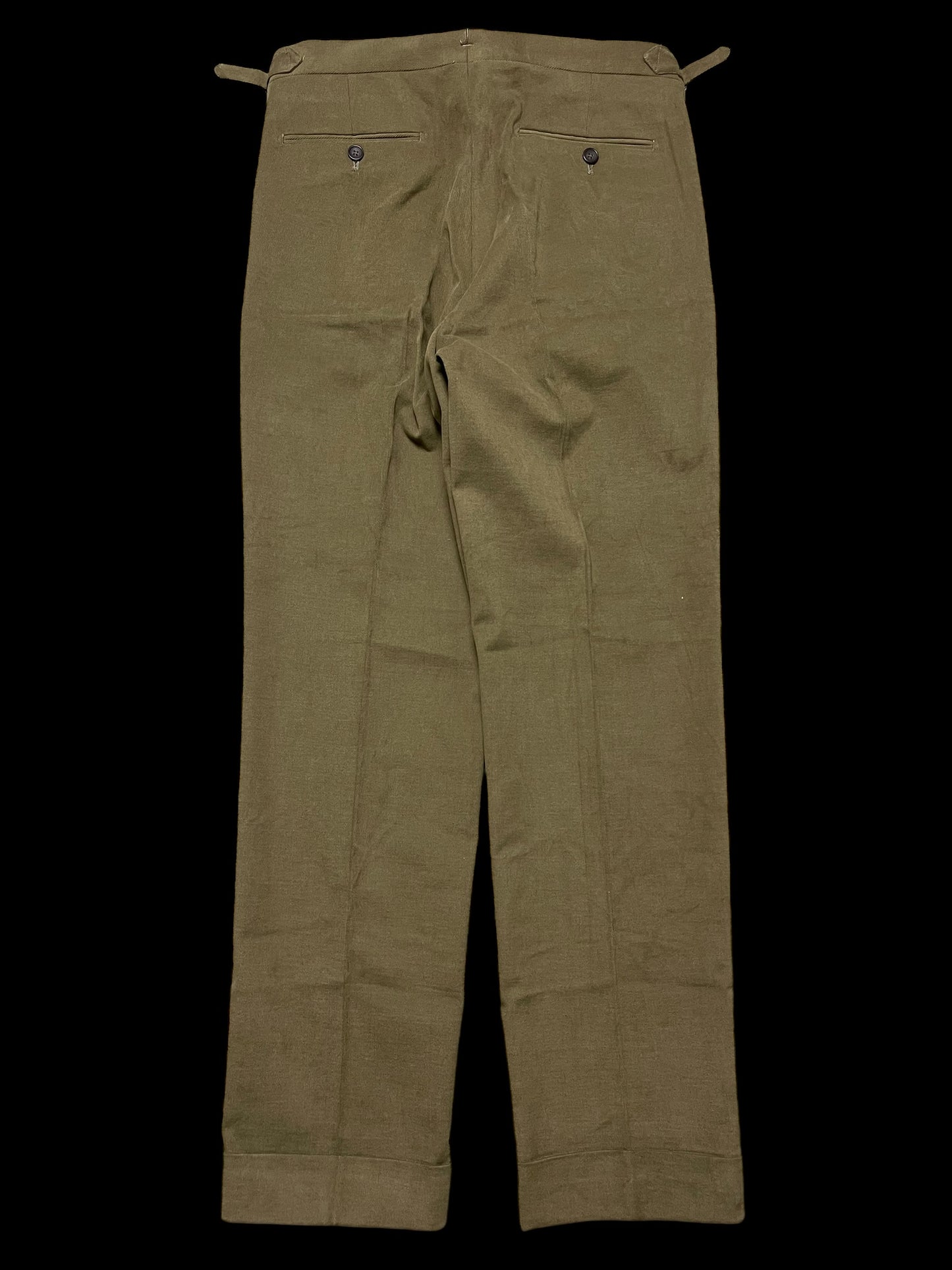 Natalino Single Pleat Front Trousers 32R Brushed Cotton Khaki Green