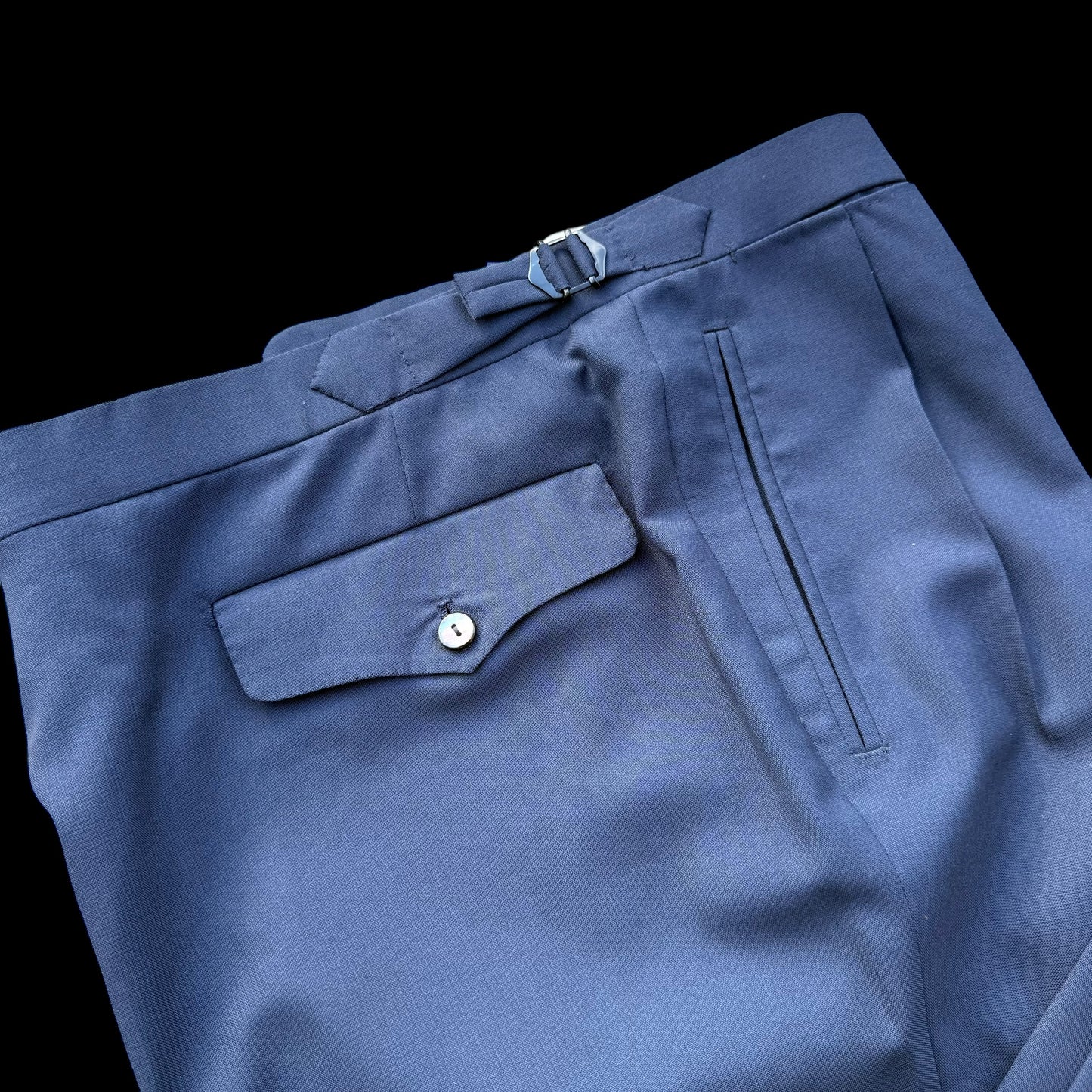 Bespoke Kent & Haste Savile Row Navy Suit Trousers W36” Lightweight Wool