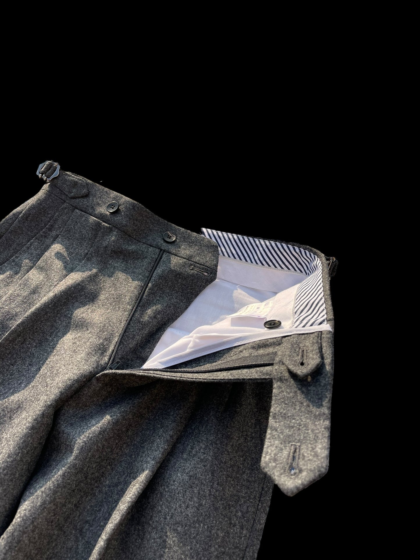 Natalino Grey Dual Pleated Woolen Flannel Trousers IT44 UK28” VBC RRP £180