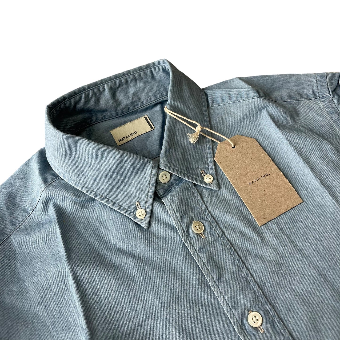 BNWT Natalino Denim Chambray Shirt XL Made In Japan RRP £145