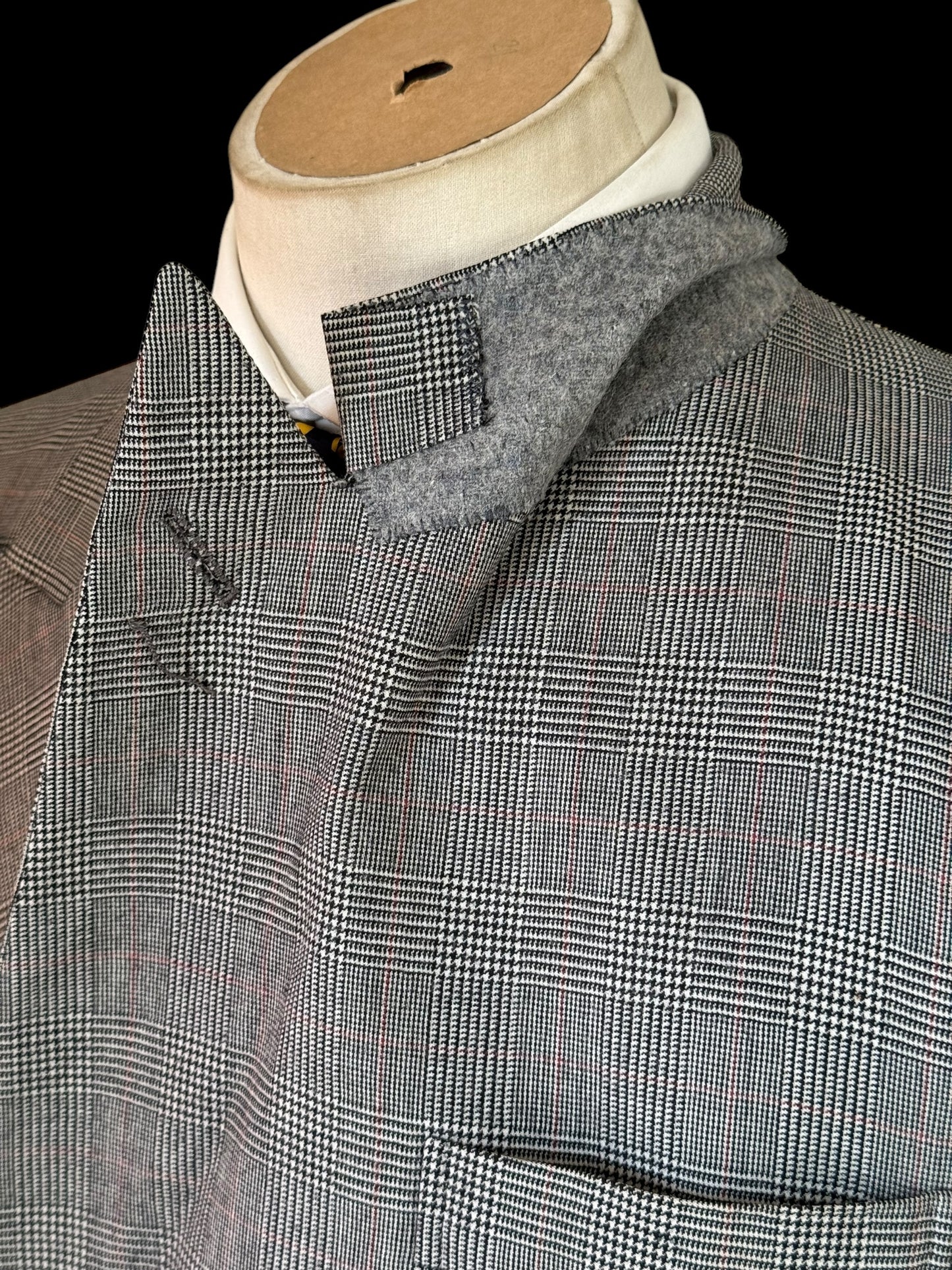 Bespoke Hackett Double Breasted Jacket 42S POW Check Grey