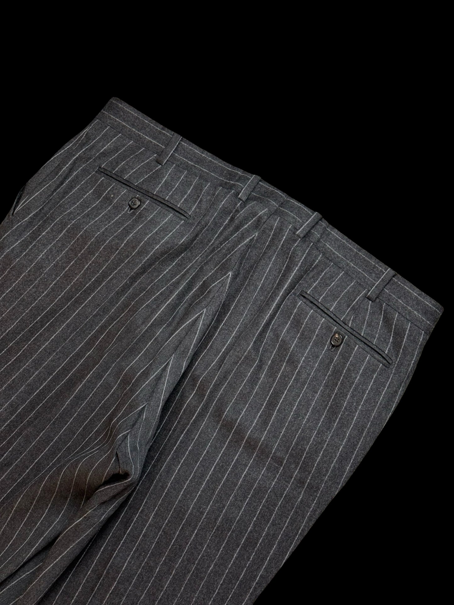 GIEVES & HAWKES Grey Flannel Chalk Stripe Suit Size 46L/ W40L Savile Row
