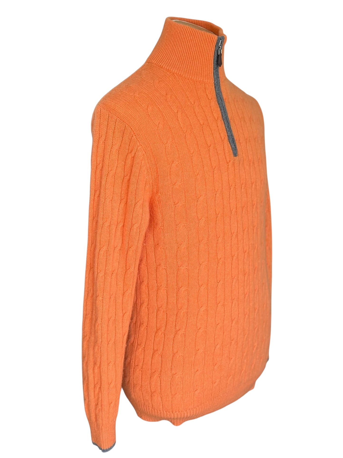 Men’s N. Peal Albemarle 1/4 Zip Cashmere Jumper Orange Medium SS22 RRP £395