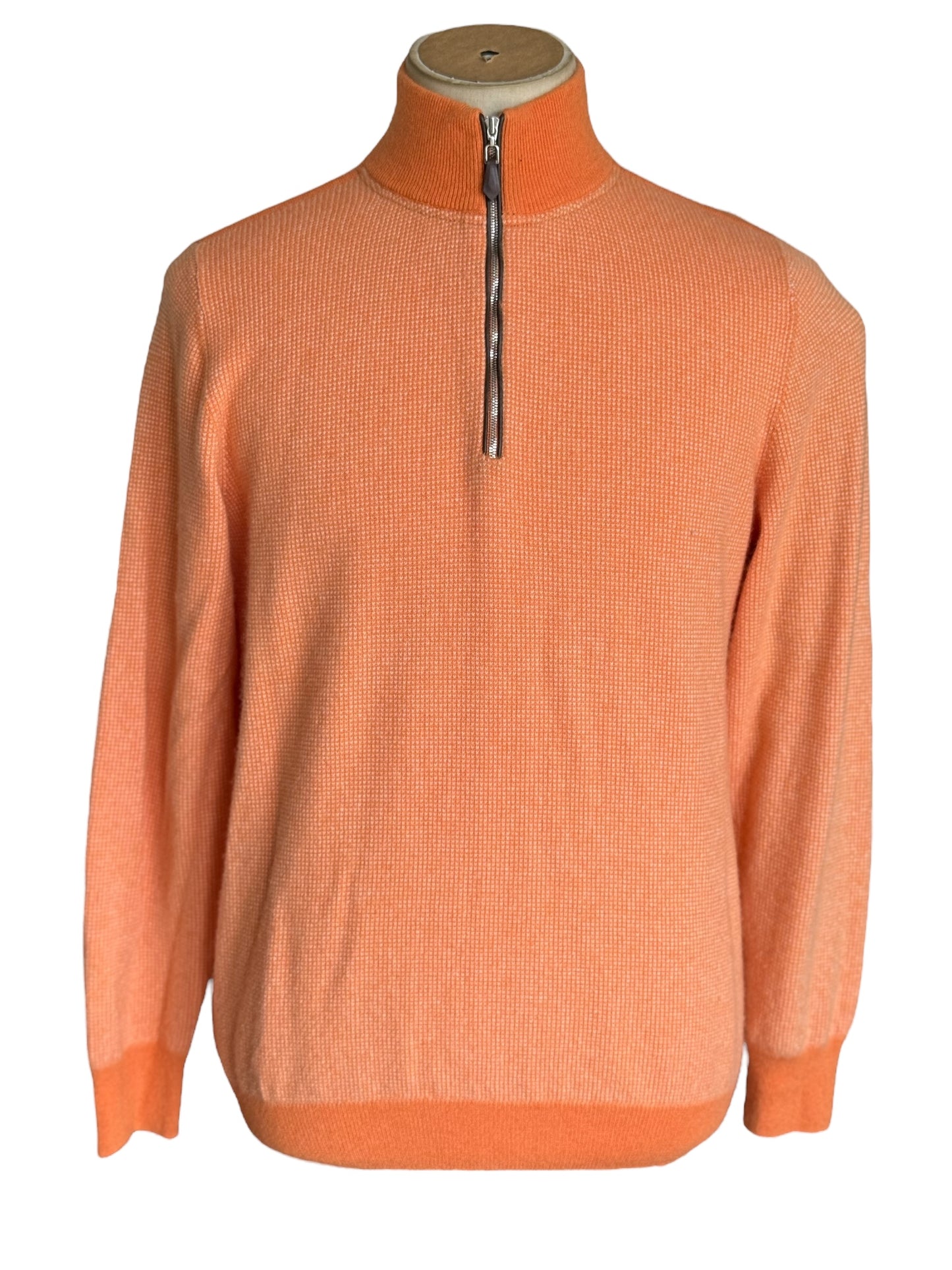 Men’s N. Peal Carnaby 1/4 Zip Cashmere Jumper Orange Size Large SS23 RRP £375
