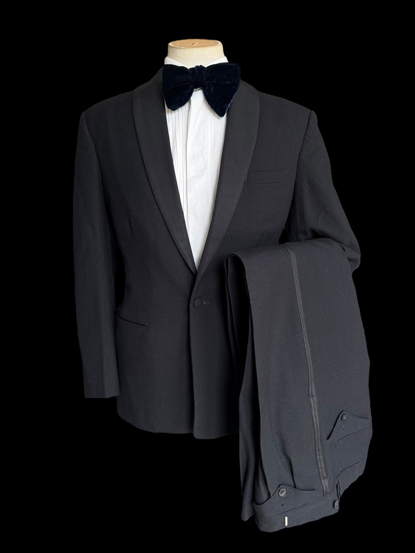 Roberts & Bromley Bespoke Dinner Suit 40S / W32 1930s Shawl High Rise