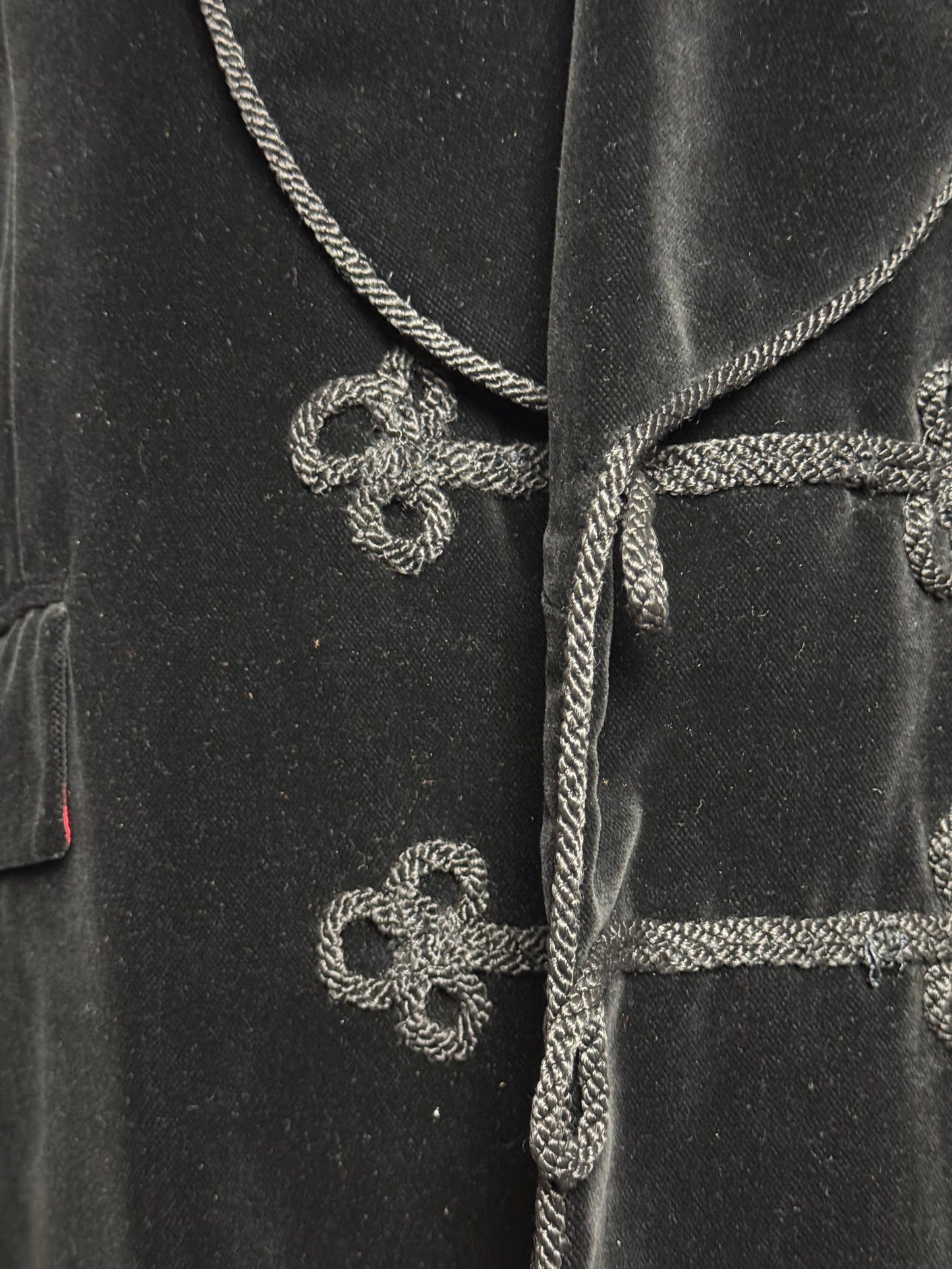 Bespoke Turnbull & Asser Double Breasted Velvet Smoking Jacket 44L Black