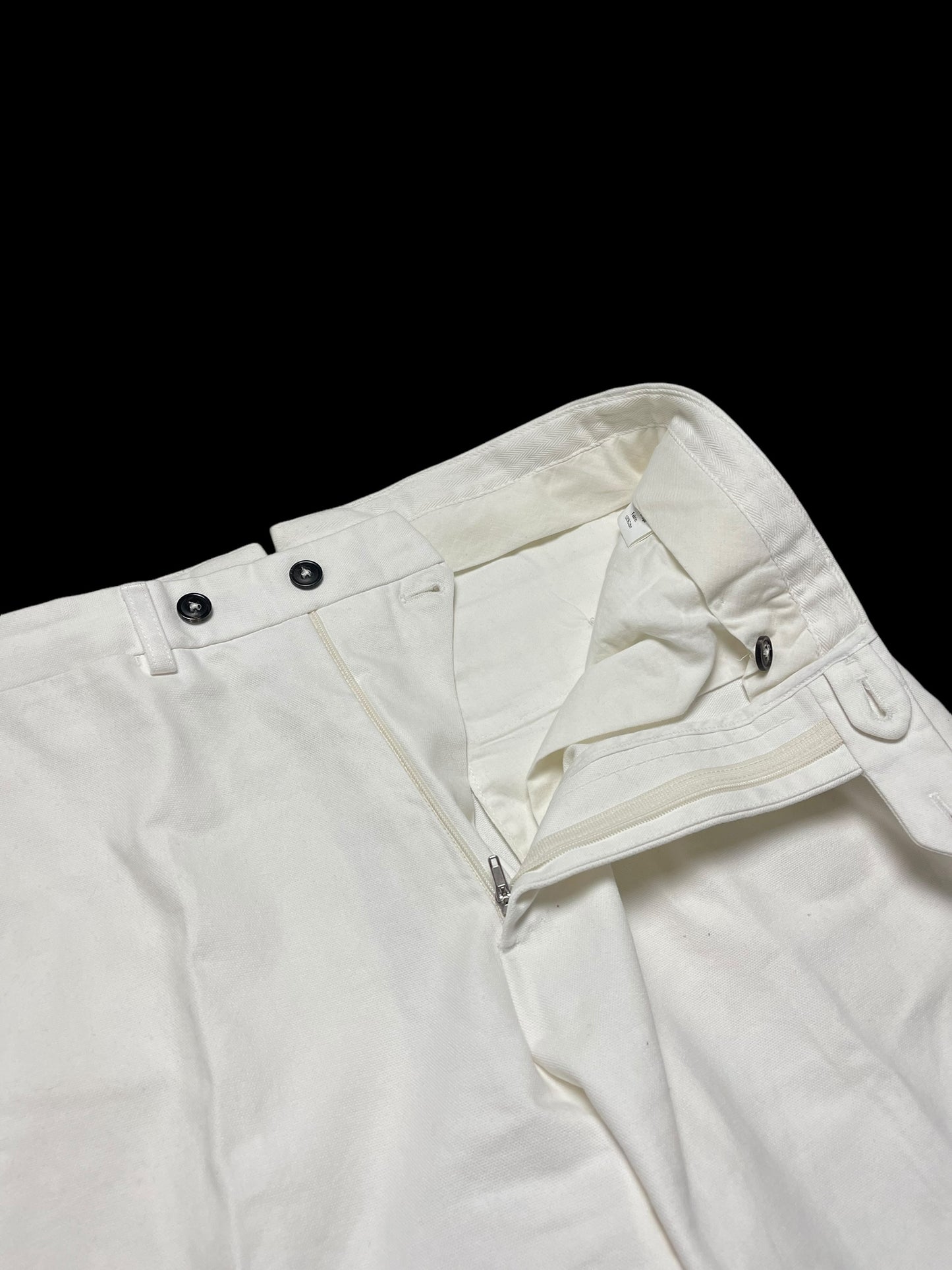 Natalino White Cotton Twill Flat Front Trousers 32” Unhemmed