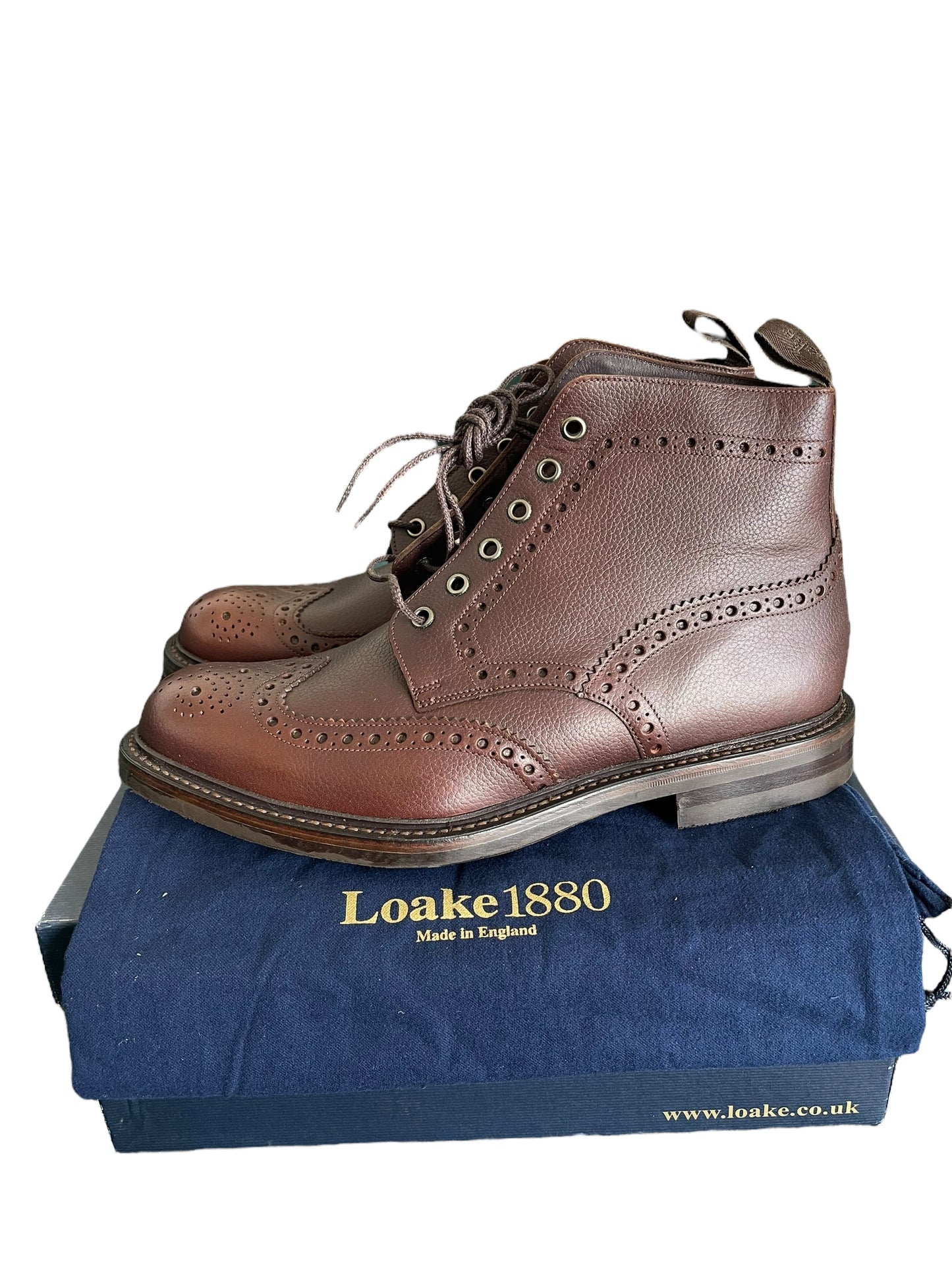 BNWB Loake Bedale Mahogany Boots UK 9G Grain Calf Leather Goodyear Welted