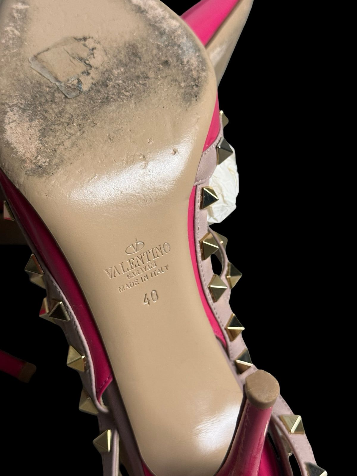 Valentino Garavani Rockstud Ankle Strap Pumps Size EU40 UK7 Deep Pink Nude Pink