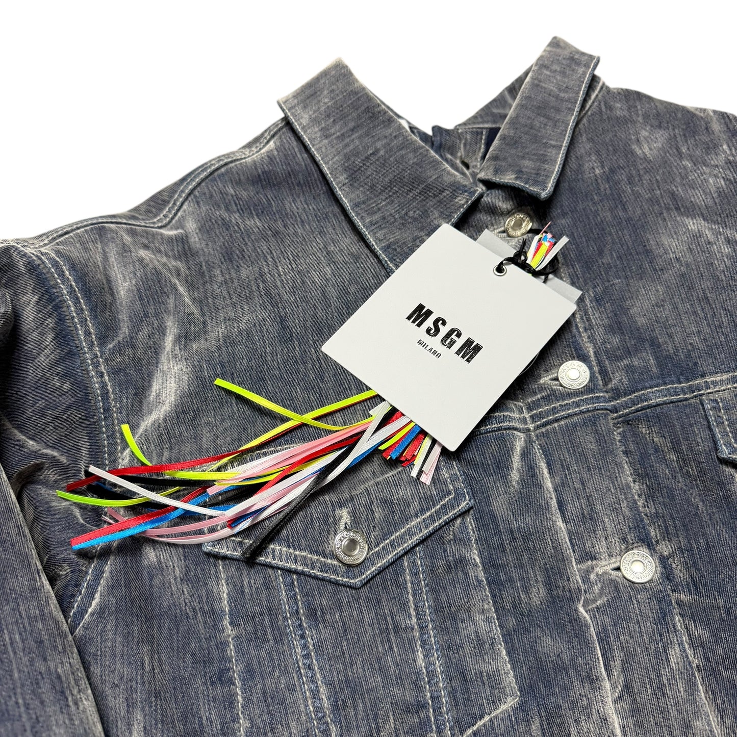 BNWT Women’s MSGM Padded Denim Jacket Faded Effect RRP £745 Grey