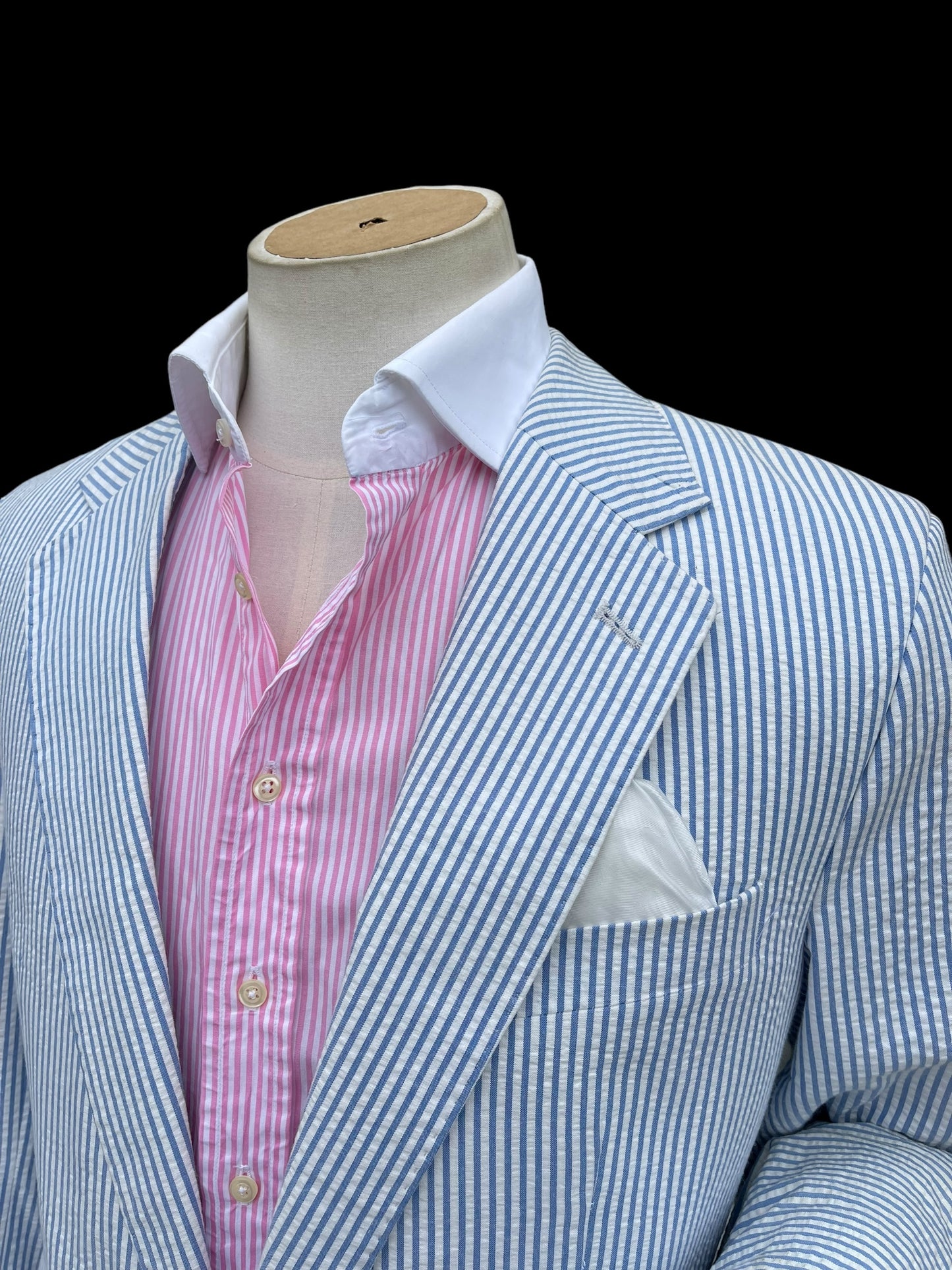 Bespoke Barrington & Ayre Holland & Sherry Seersucker Suit 38S / W34” RRP £1150