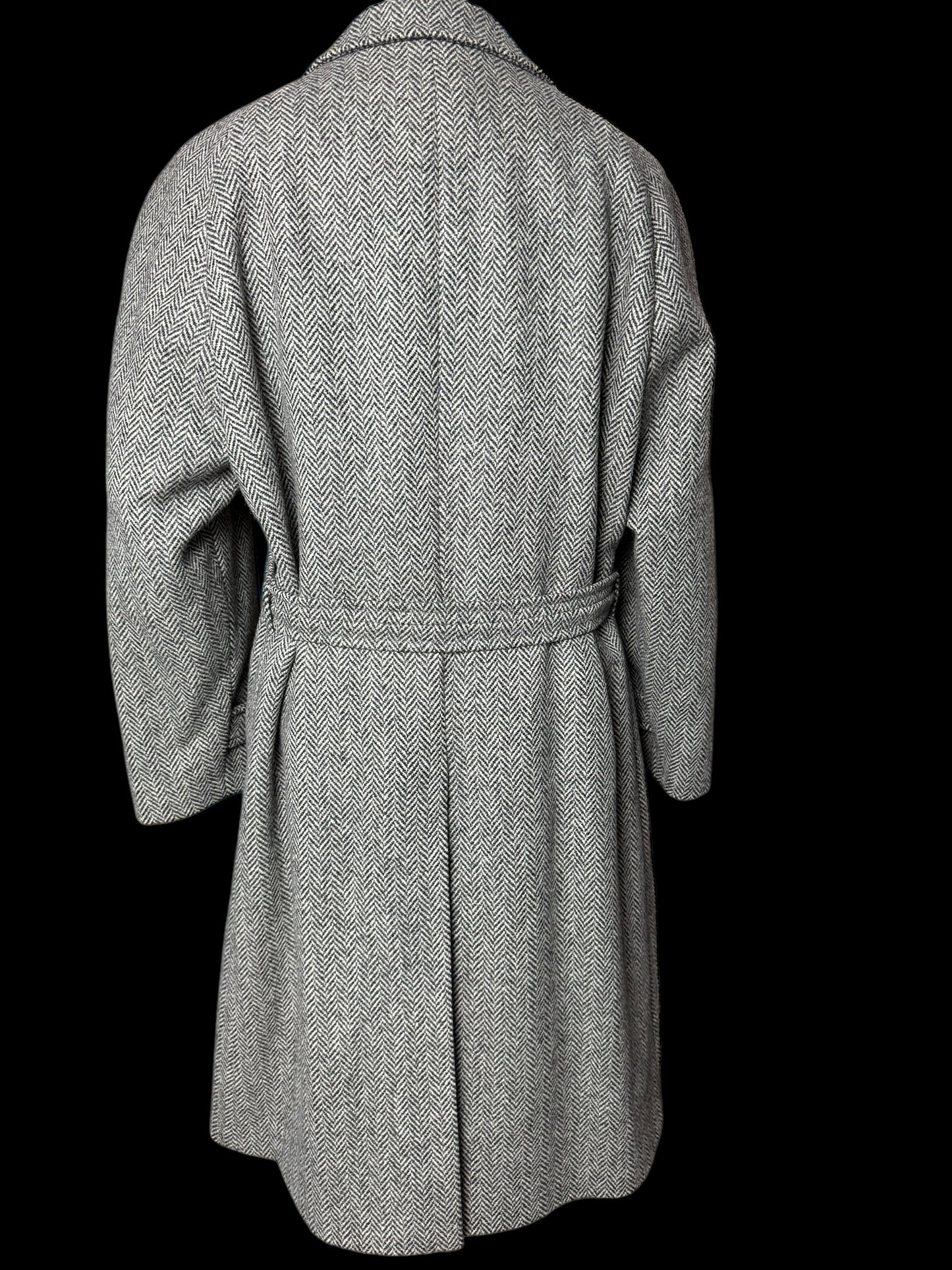 VTG Men’s Herringbone Raglan Overcoat Belted 46R