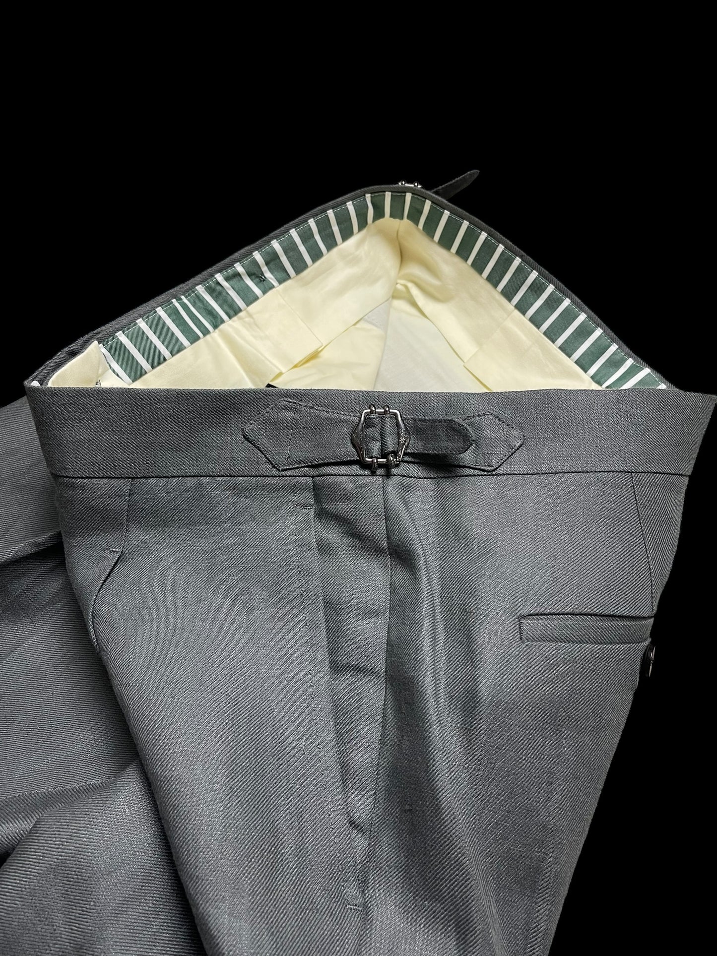 Natalino Single Pleat Front Linen Trousers 32L Grey