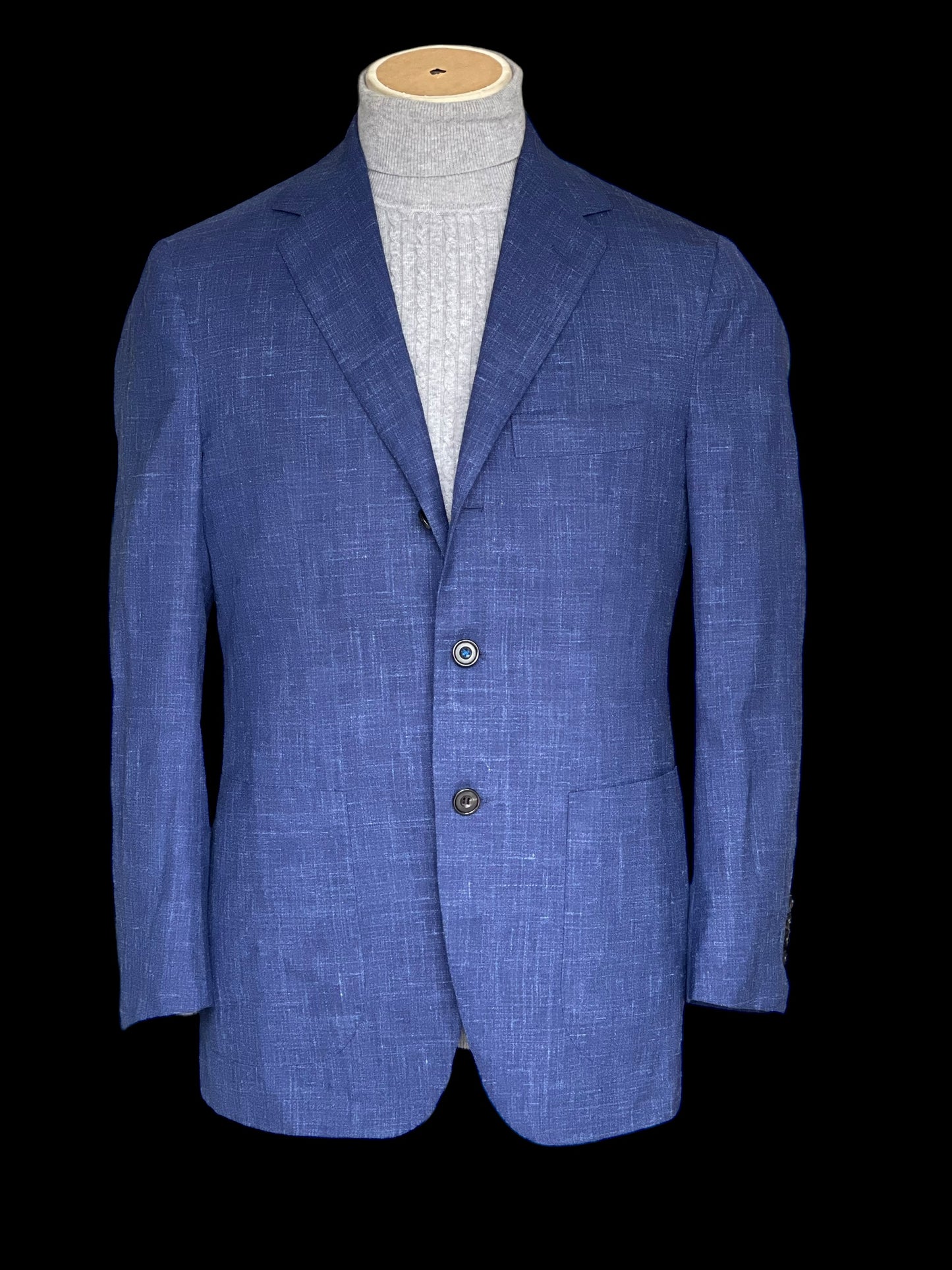Sartorio Napoli By Kiton Sport Coat 40/41S Blue Wool Silk Linen