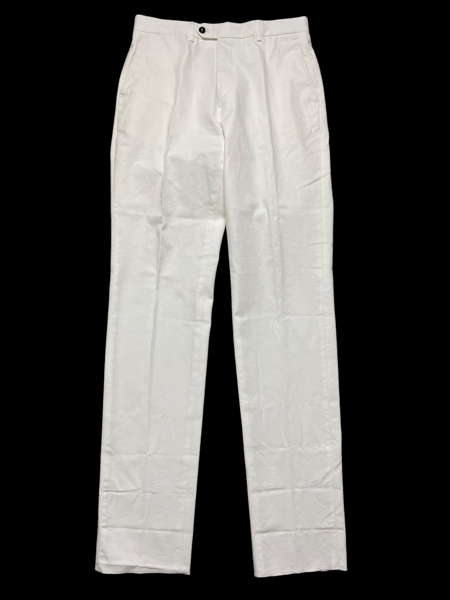 Natalino White Cotton Twill Flat Front Trousers 32” Unhemmed