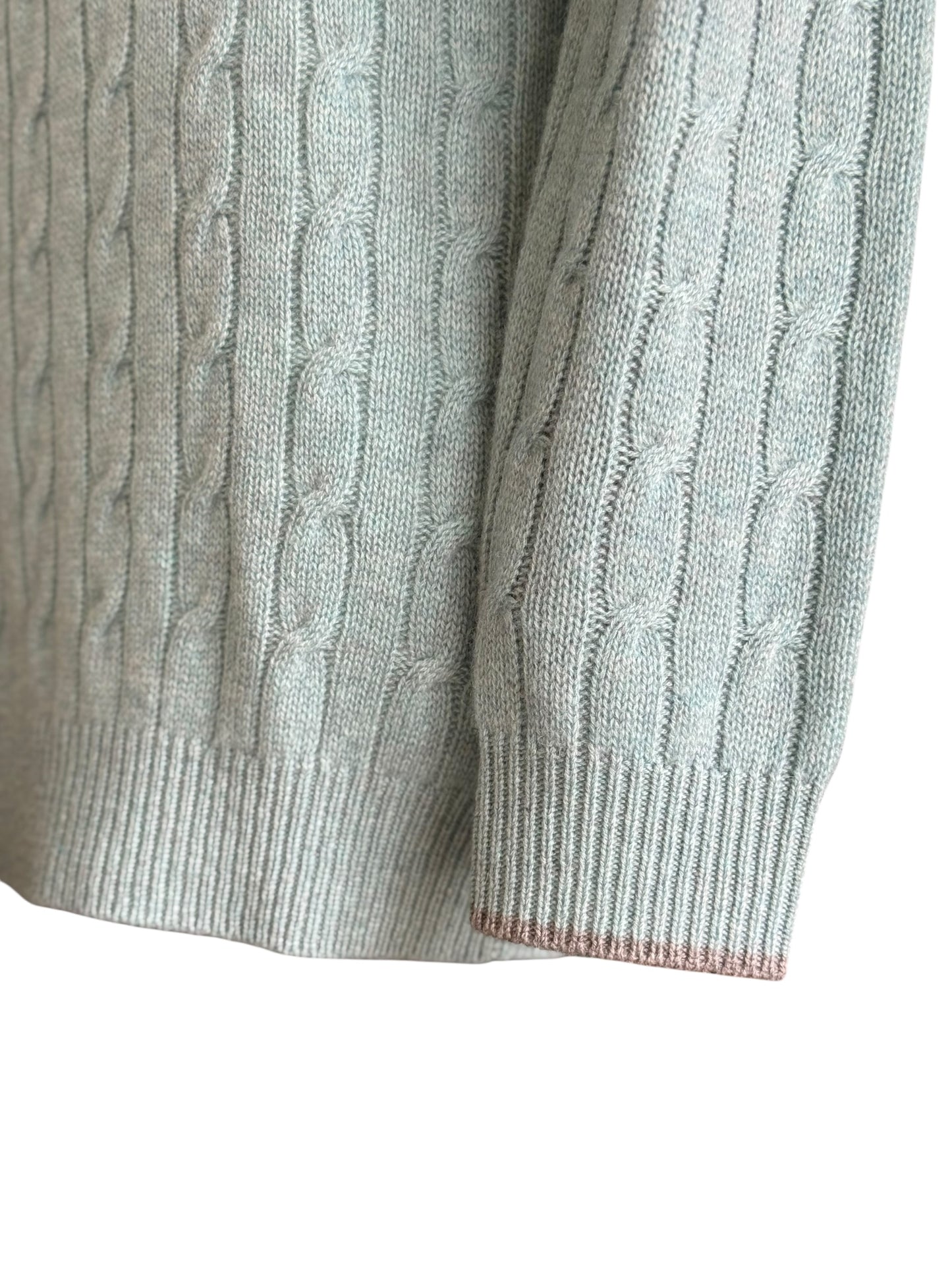 Men’s N. Peal Cable Knit 1/4 Zip Cashmere Jumper Size Large Turquoise RRP £395