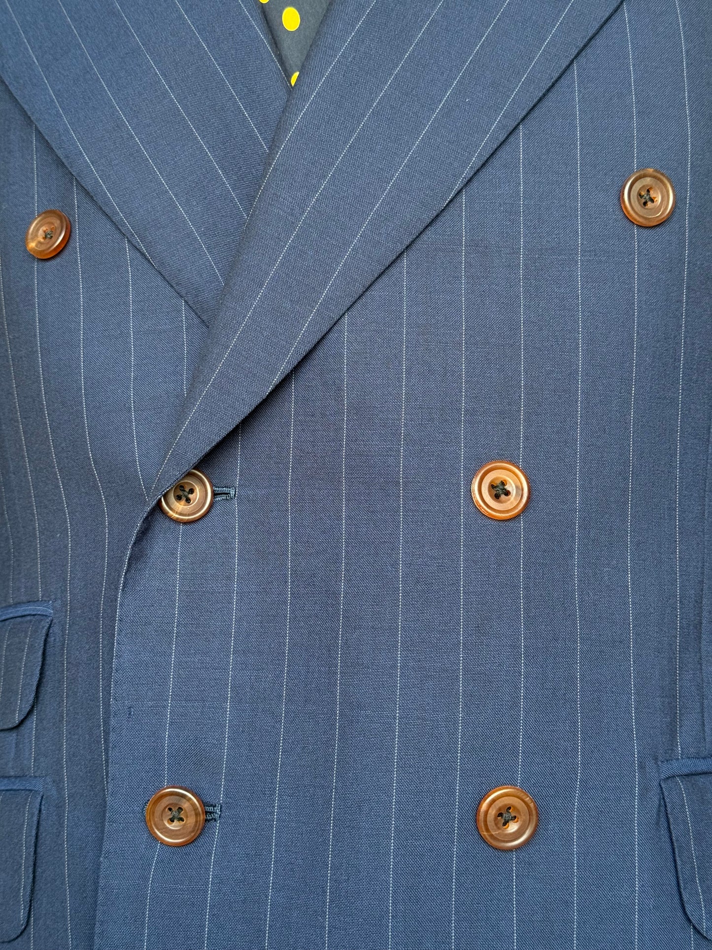 Bespoke Kent & Haste Double Breasted Navy Blazer 40S Pinstripe Savile Row