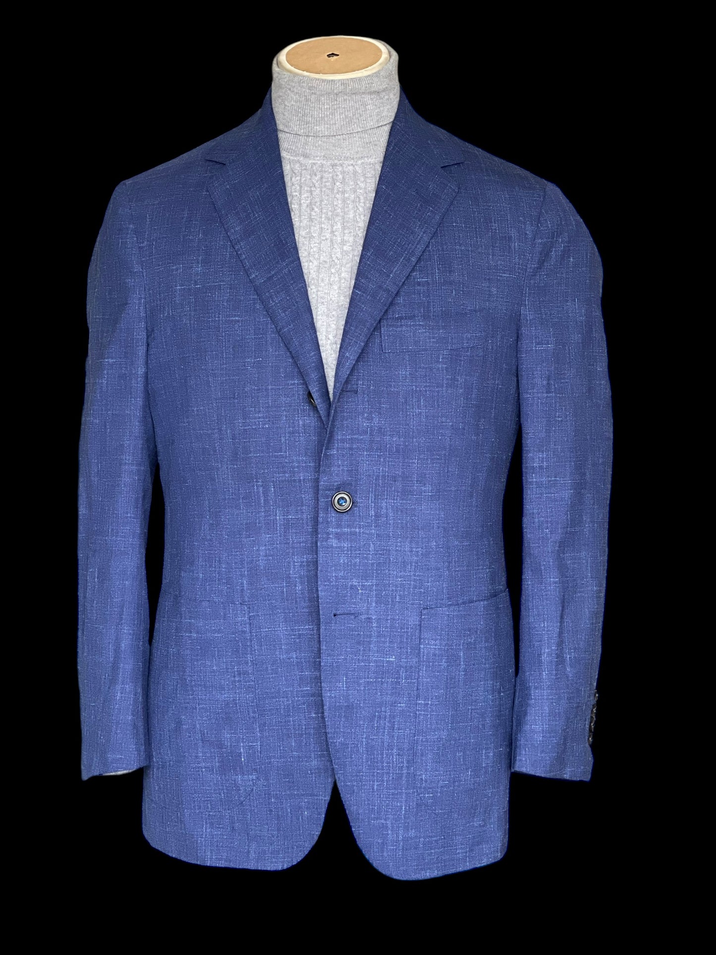 Sartorio Napoli By Kiton Sport Coat 40/41S Blue Wool Silk Linen