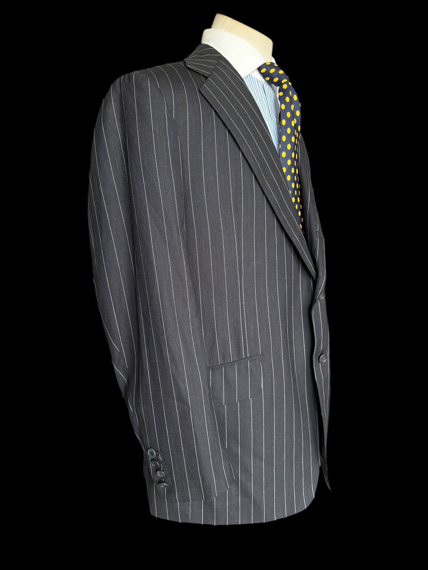 Bespoke John N Kent Grey Pinstripe Blazer 46S Sport Coat Full Canvas Savile Row