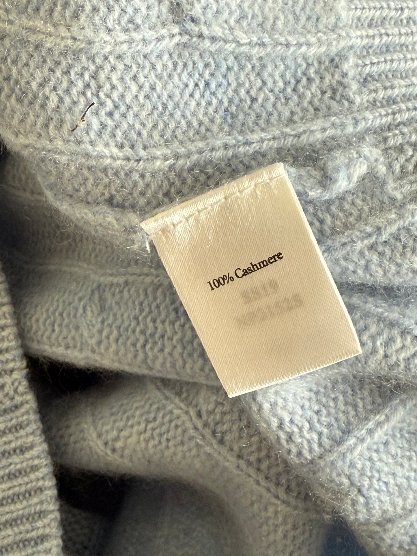 Men’s N. Peal Albemarle 1/4 Zip Cable-Knit Cashmere Jumper Light Blue XL SS19 RRP £395