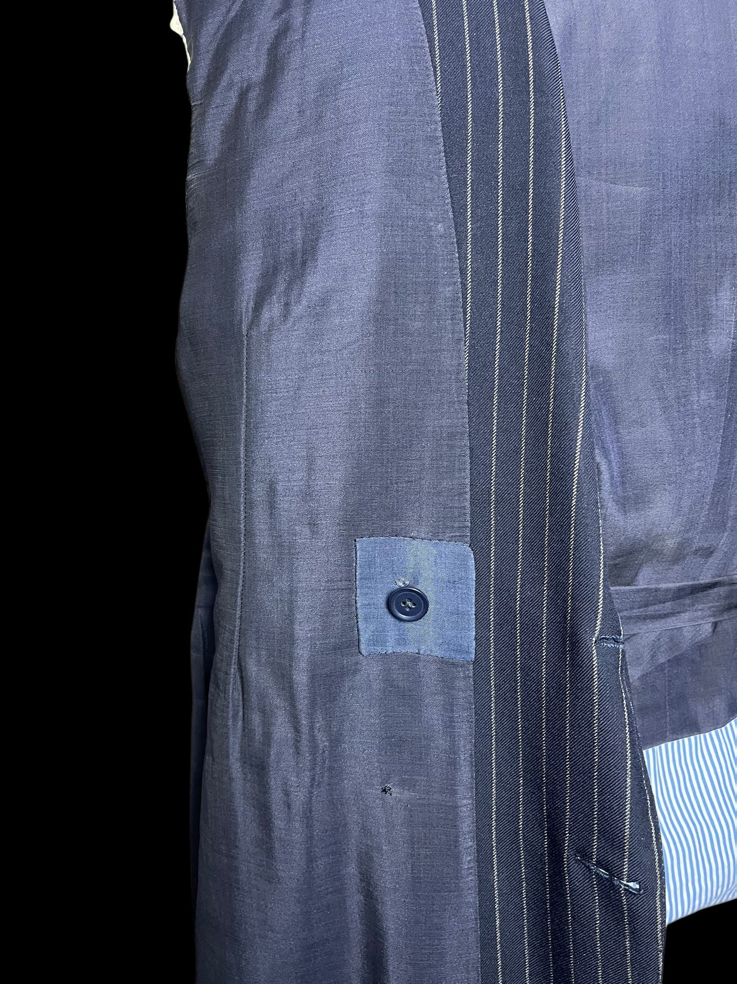 Bespoke Sandon & Co Savile Row 3pc Suit 40R / W34” Navy Chalkstripe 1960’s