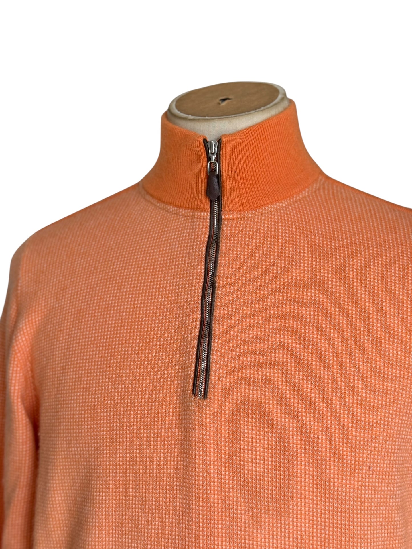 Men’s N. Peal Carnaby 1/4 Zip Cashmere Jumper Orange Size Large SS23 RRP £375