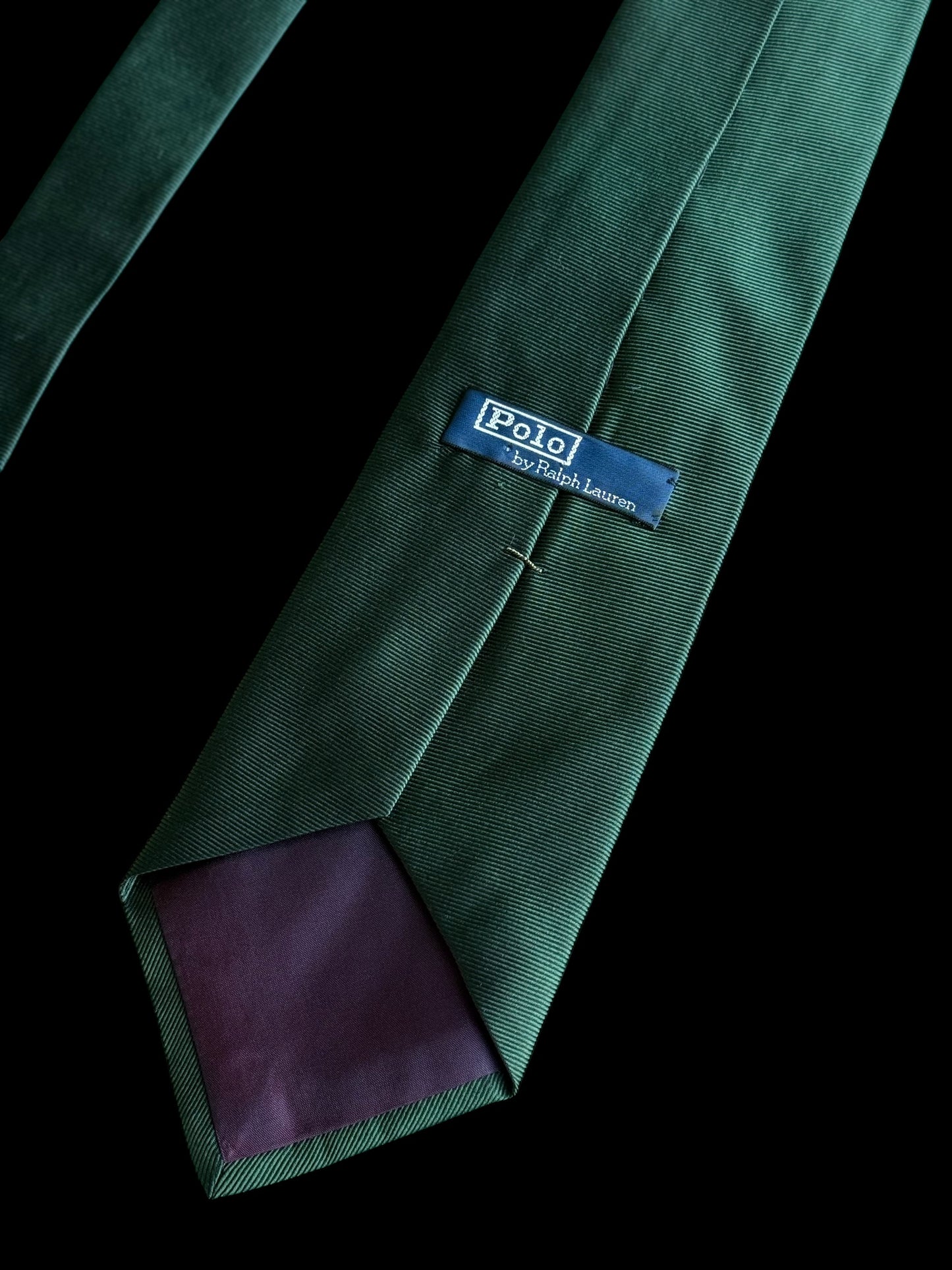 Polo Ralph Lauren Teddy Bear Tie Green Silk Hand Made In USA