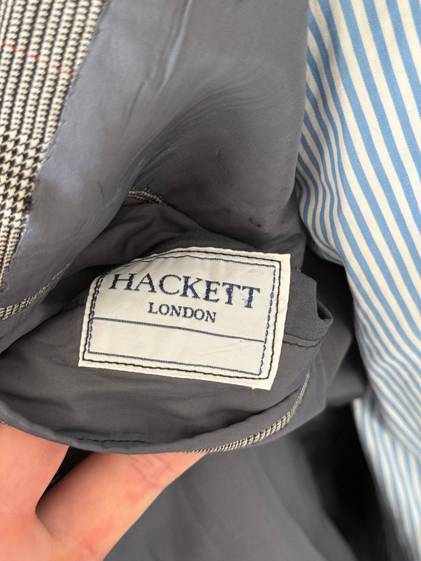Bespoke Hackett Double Breasted Jacket 42S POW Check Grey
