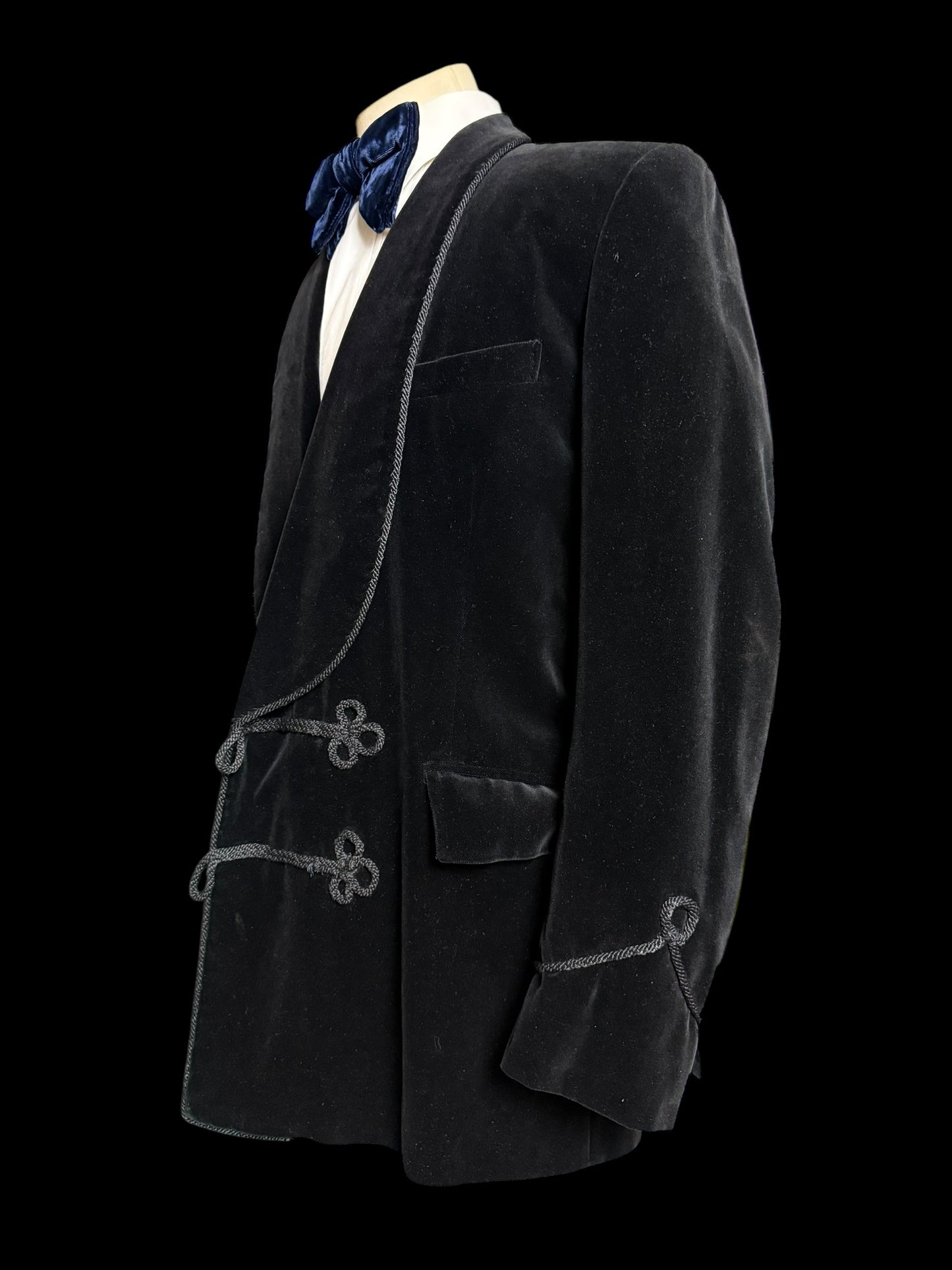 Bespoke Turnbull & Asser Double Breasted Velvet Smoking Jacket 44L Black